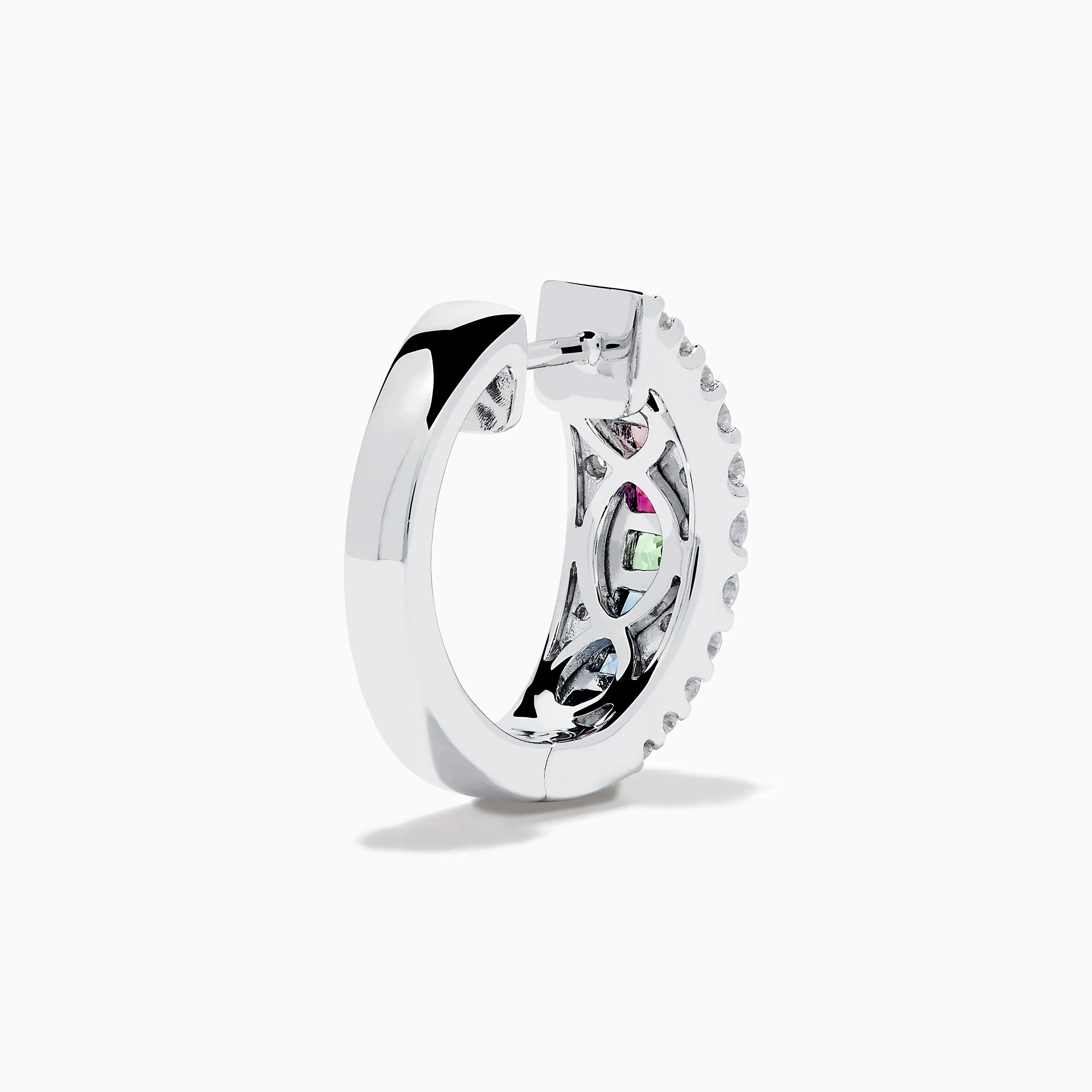 Watercolors 14K White Gold Multi Sapphire and Diamond Small Hoop Earrings sold by Effy product image thumbnail 4