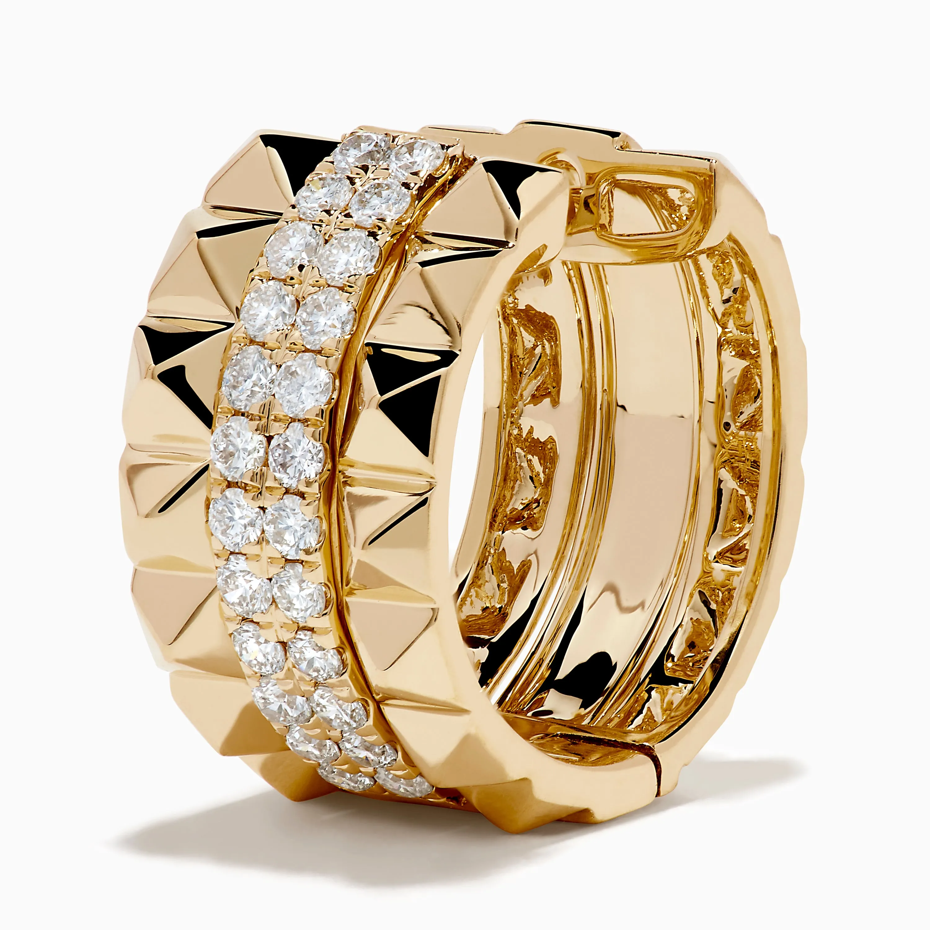 14K Yellow Gold Studded Diamond Chunky Mini Hoop Earrings sold by Effy product image thumbnail 2