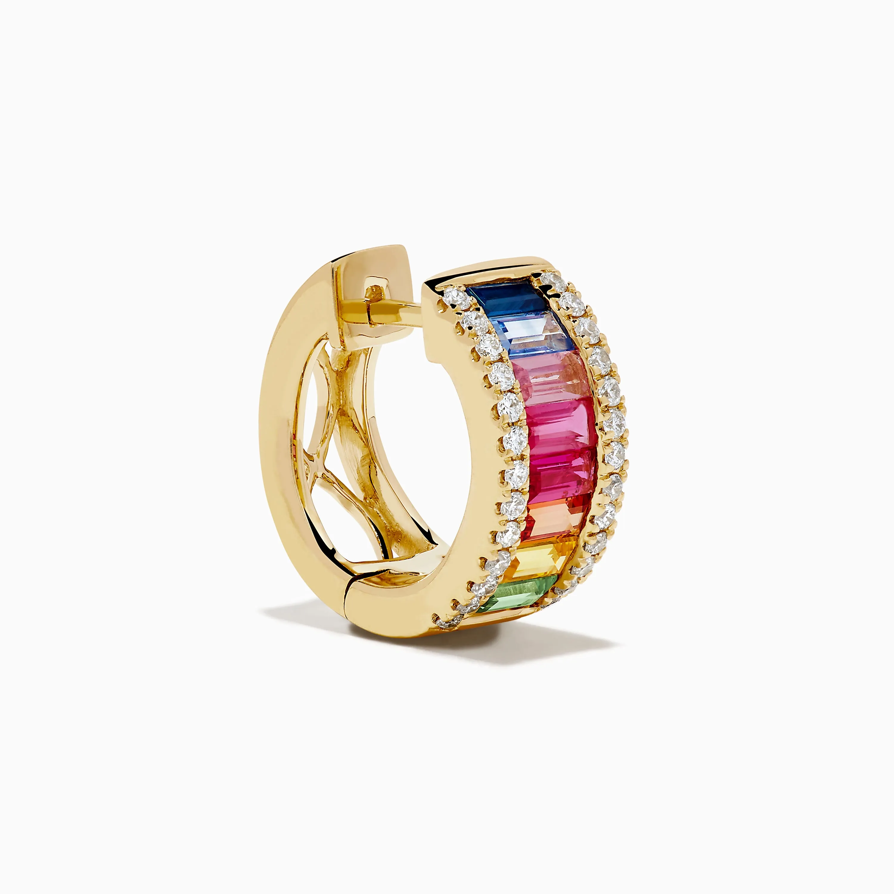 Watercolors 14K Yellow Gold Multi Sapphire and Diamond Small Hoop Earrings sold by Effy product image thumbnail 3