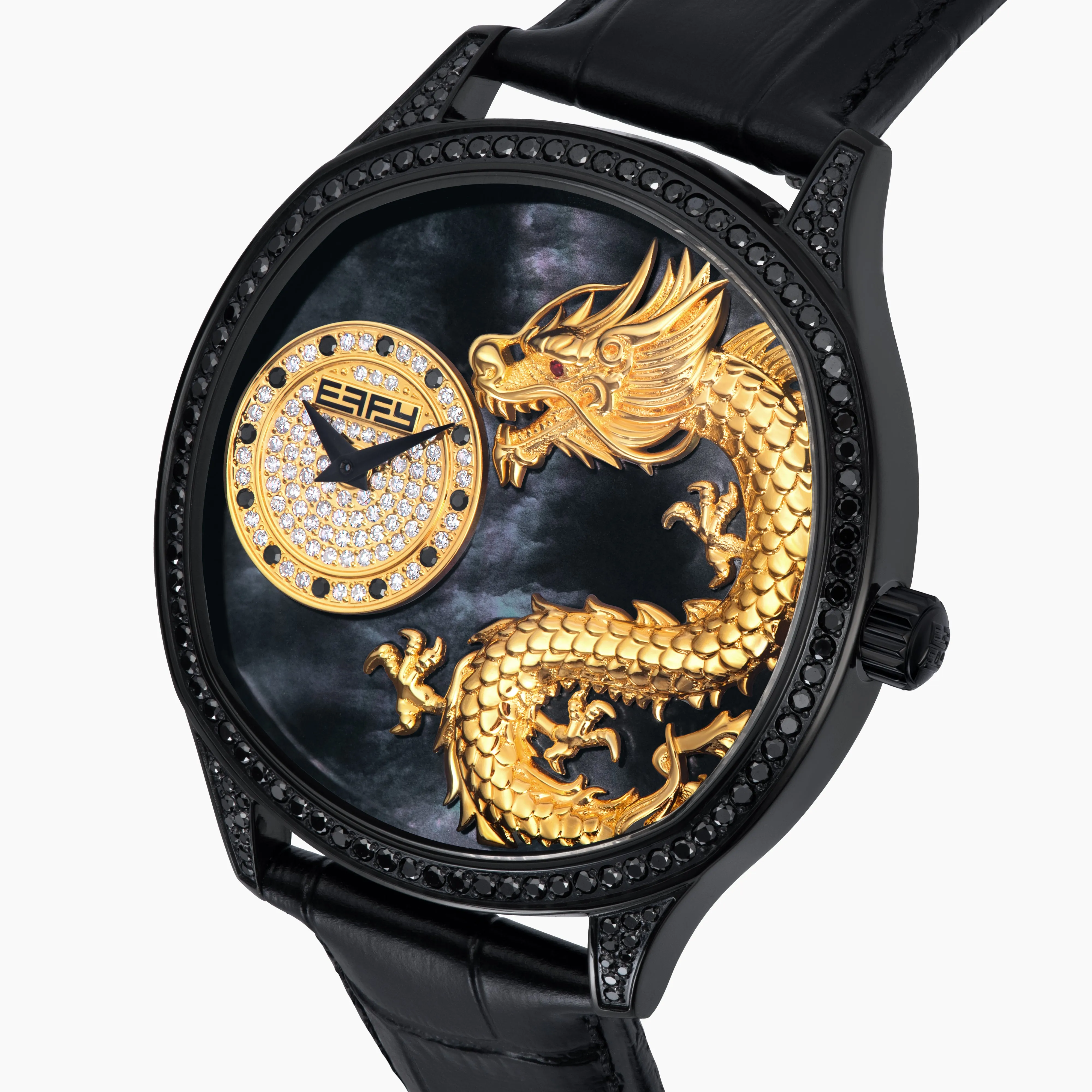 41MM Swiss Made Black PVD Stainless Steel with Black PVD Dragon Watch with Diamonds sold by Effy product image thumbnail 3