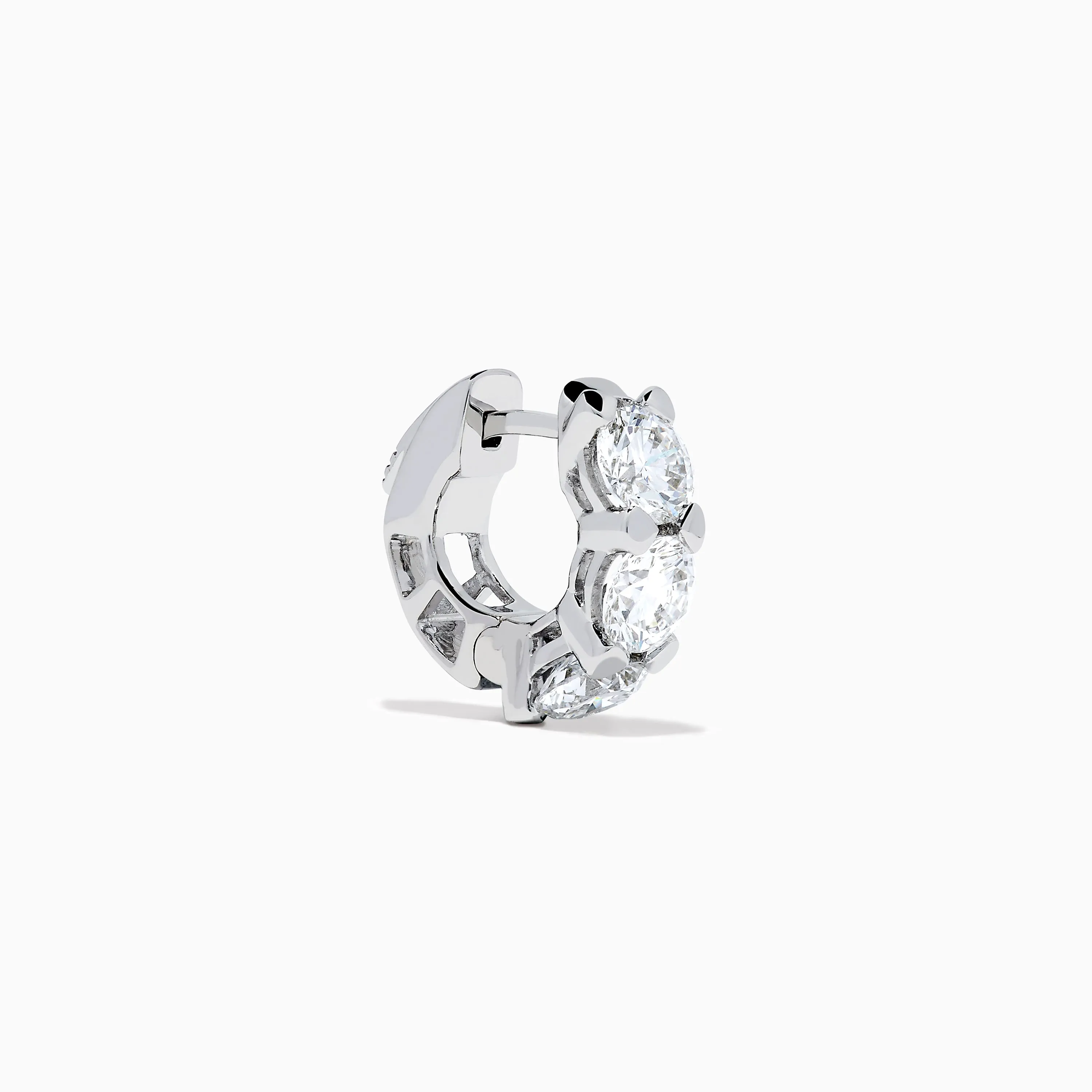 Lab Grown Round Diamond 3.00ct Mini Hoop Earrings in 14K White Gold sold by Effy product image thumbnail 3