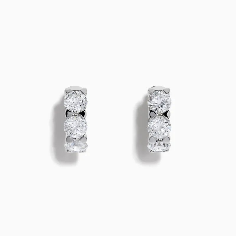Lab Grown Round Diamond 3.00ct Mini Hoop Earrings in 14K White Gold made by Effy