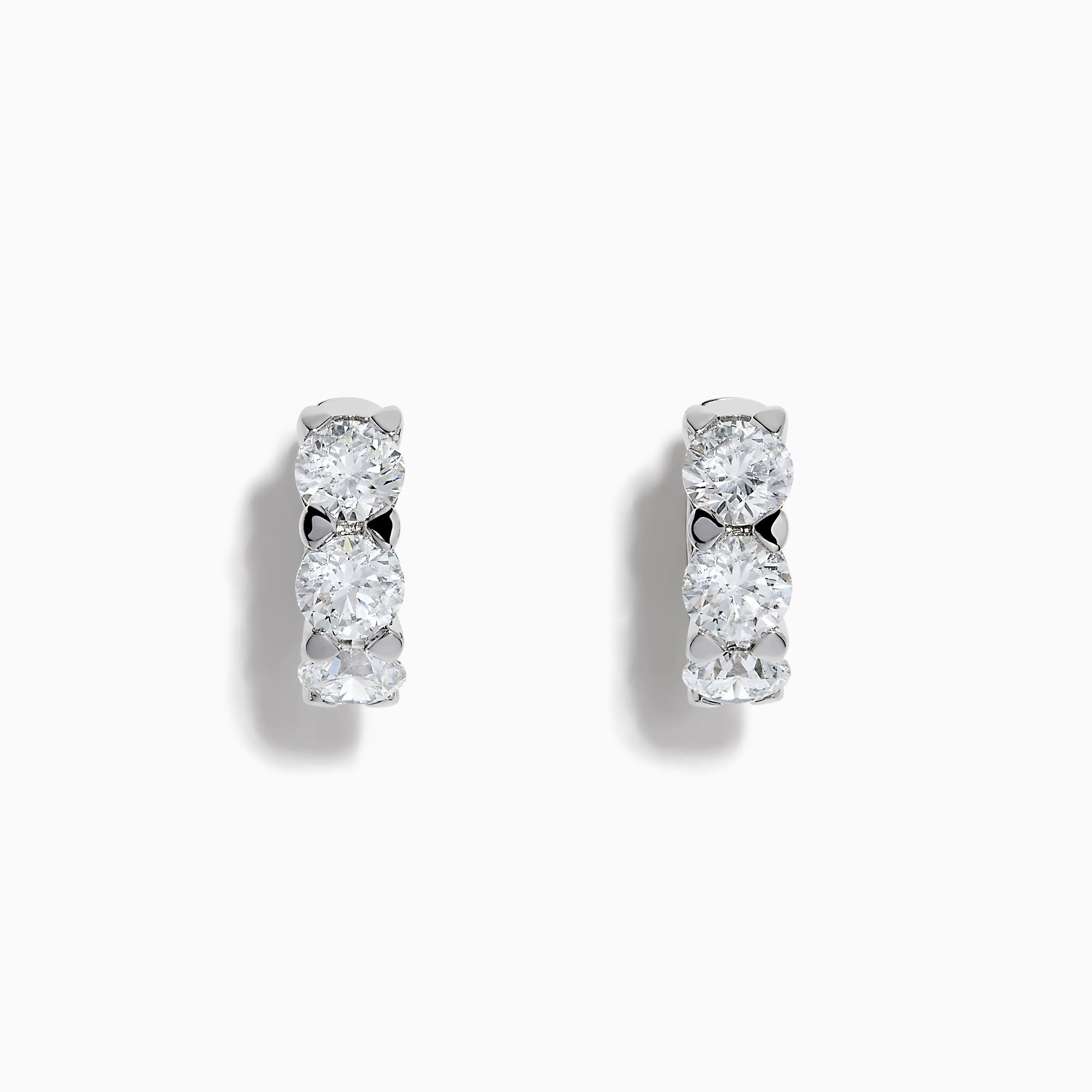 Lab Grown Round Diamond 3.00ct Mini Hoop Earrings in 14K White Gold sold by Effy