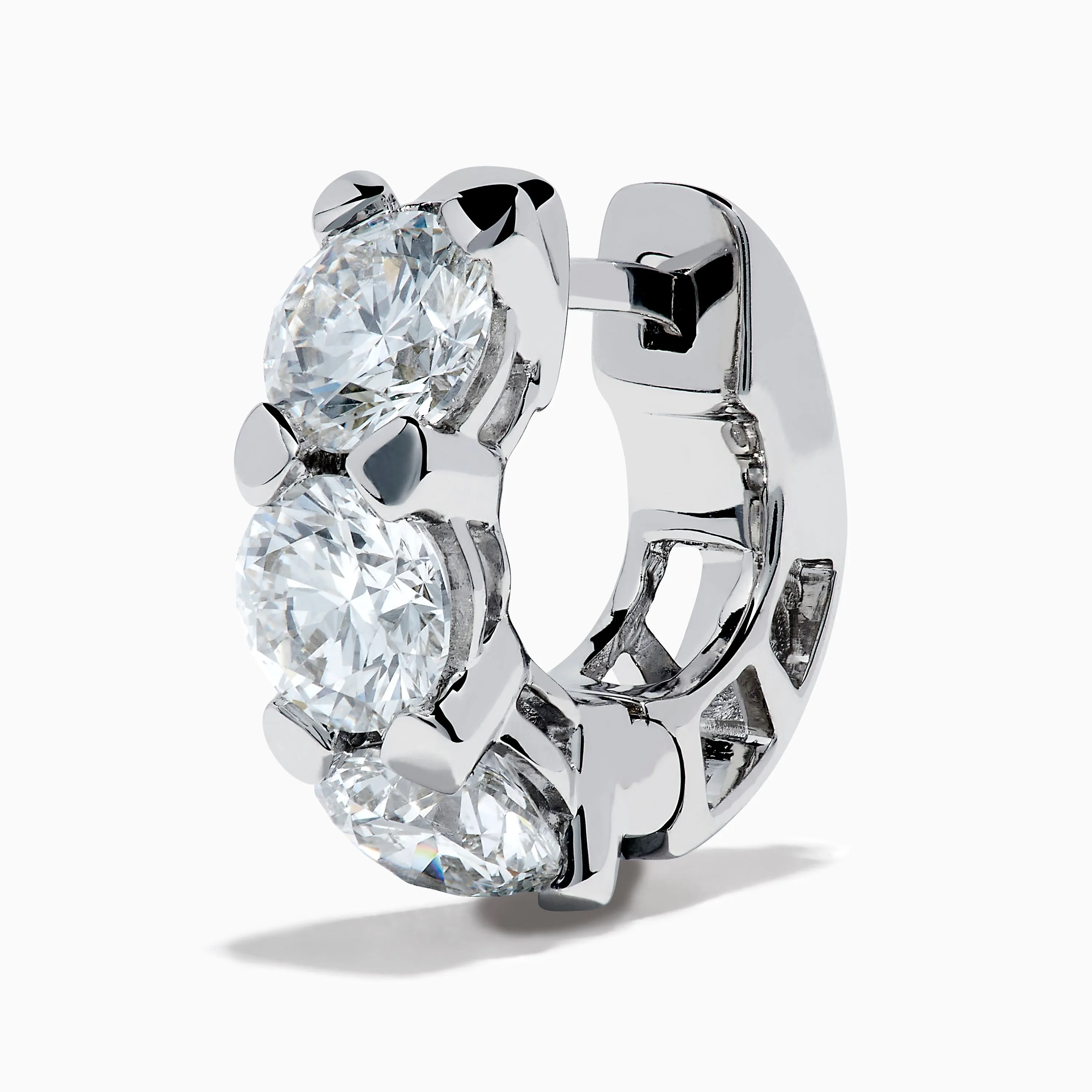 Lab Grown Round Diamond 3.00ct Mini Hoop Earrings in 14K White Gold sold by Effy product image thumbnail 2