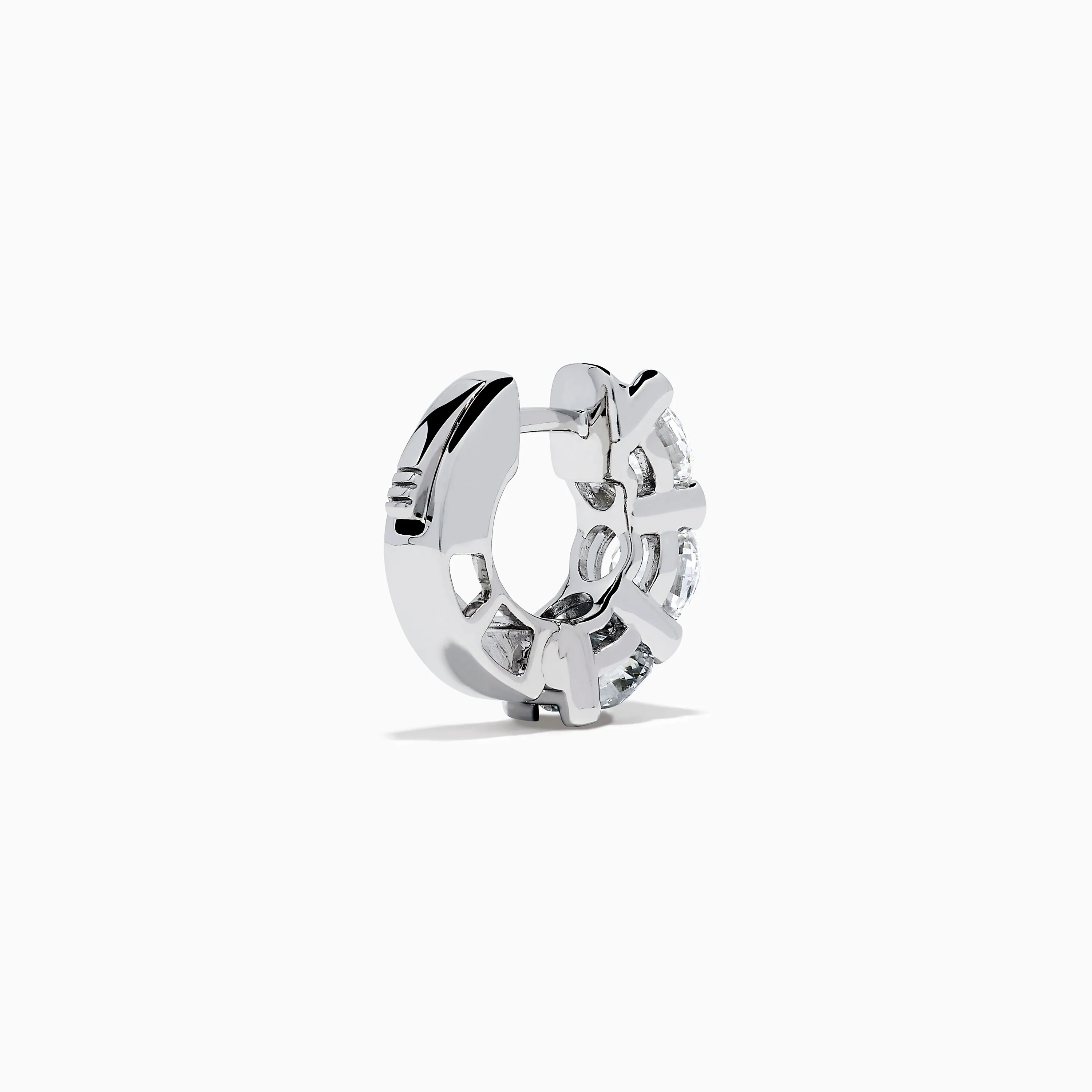 Lab Grown Round Diamond 3.00ct Mini Hoop Earrings in 14K White Gold sold by Effy product image thumbnail 4