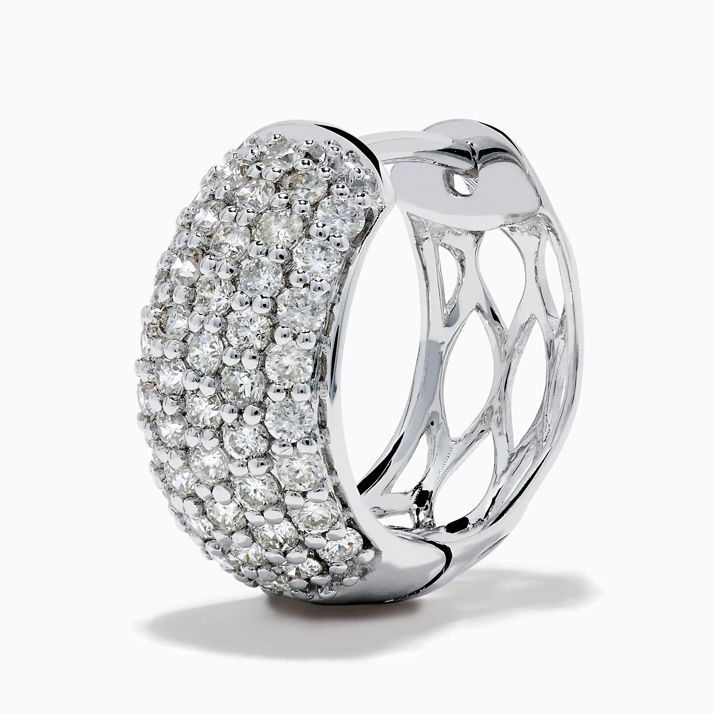 14K White Gold Multi Row Pave Diamond Chunky Hoop Earrings sold by Effy product image thumbnail 2