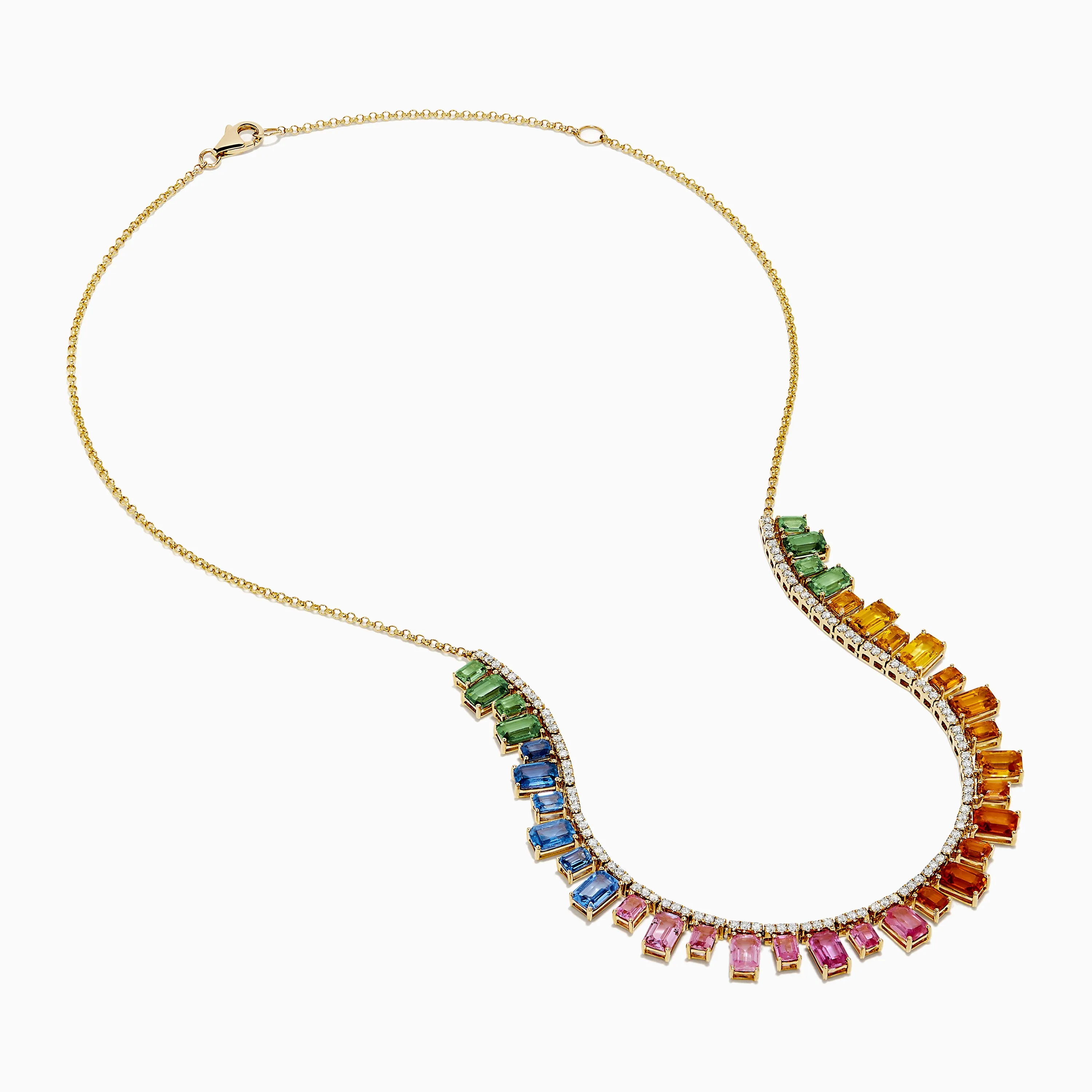 14K Yellow Gold Multi Sapphire and Diamond Collar Necklace sold by Effy product image thumbnail 2