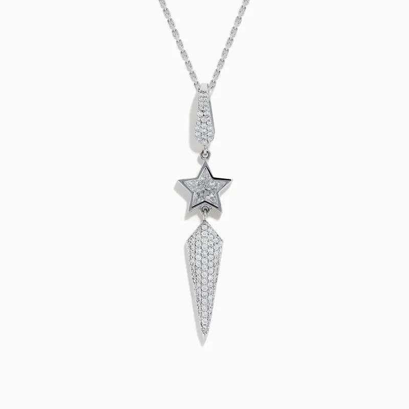 18K White Gold Diamond Shooting Star Lariat Pendant made by Effy