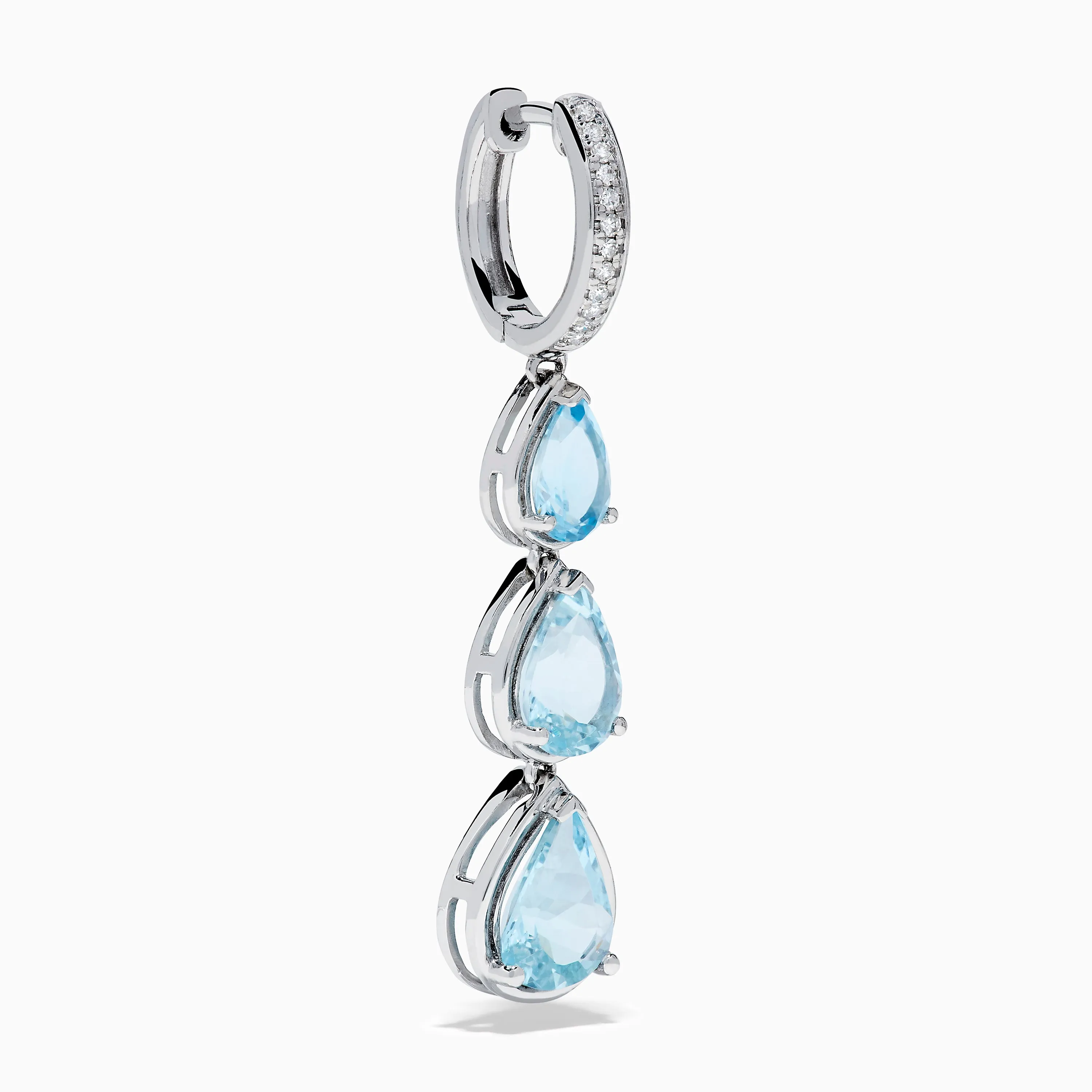 14K White Gold Aquamarine and Diamond Pear Shaped Linear Drop Earrings sold by Effy product image thumbnail 3