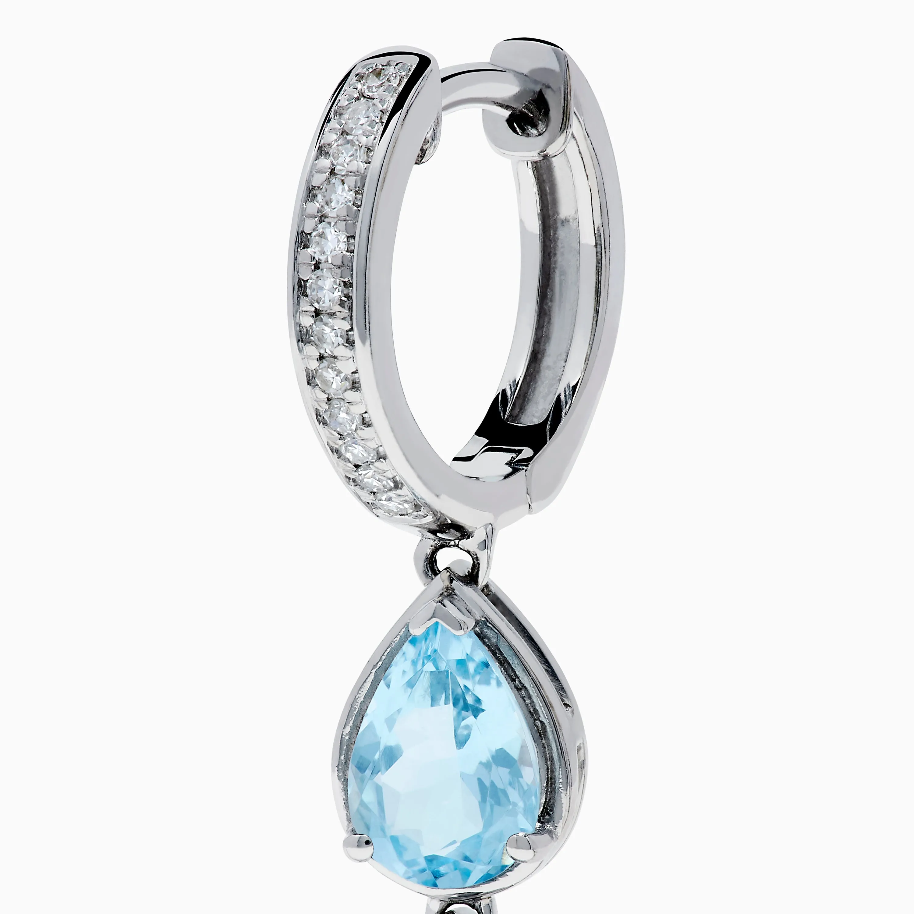 14K White Gold Aquamarine and Diamond Pear Shaped Linear Drop Earrings sold by Effy product image thumbnail 2
