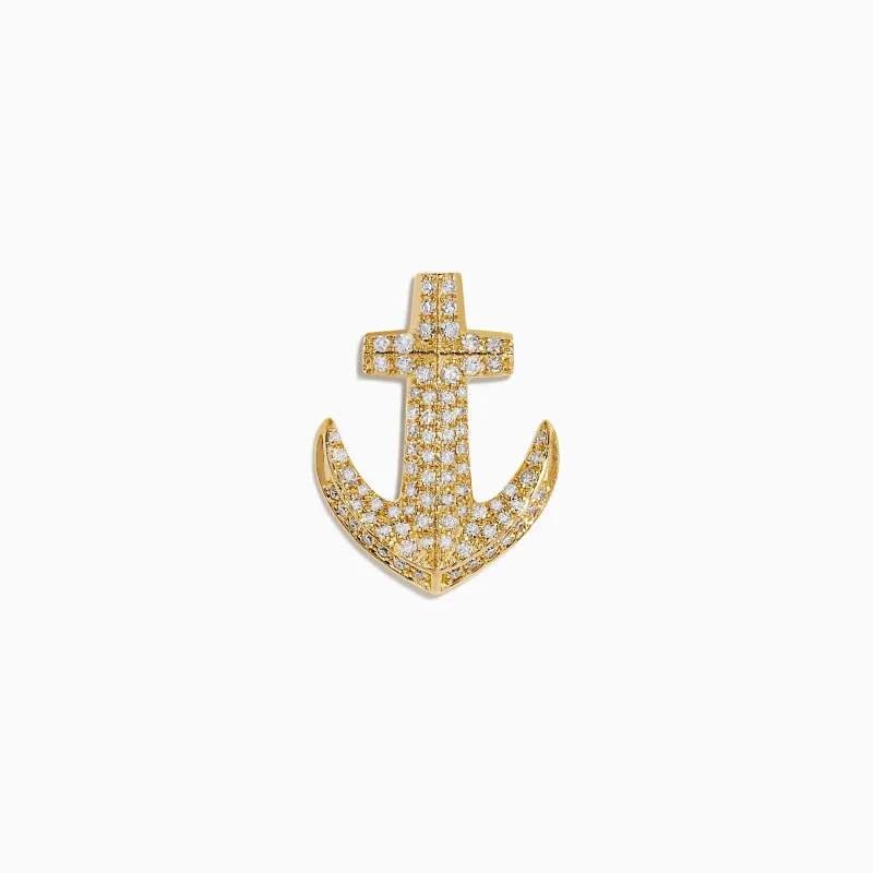14K Yellow Gold Diamond Anchor Lapel Pin made by Effy