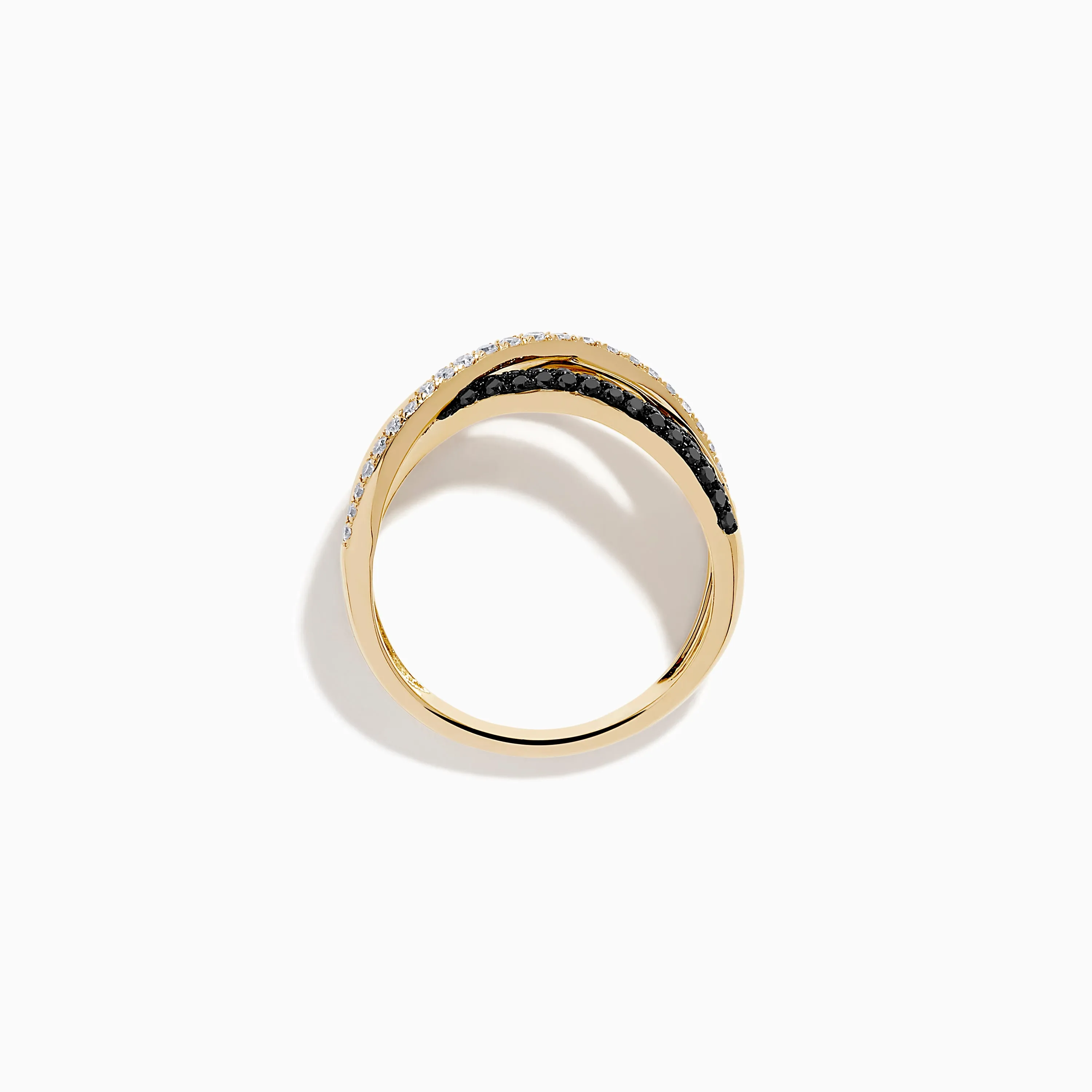 14K Yellow Gold Black and White Diamond Crossover Ring sold by Effy product image thumbnail 3