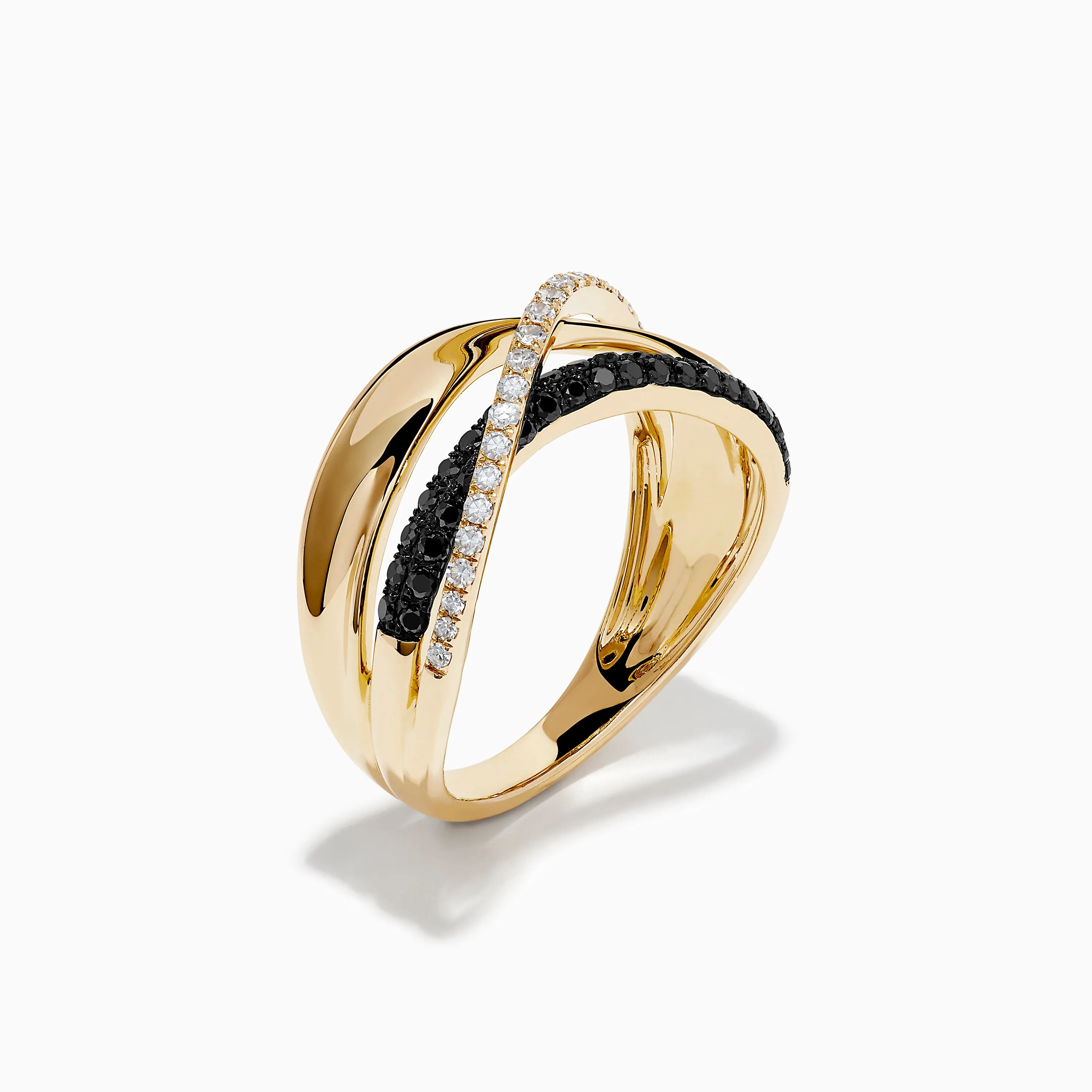 14K Yellow Gold Black and White Diamond Crossover Ring sold by Effy product image thumbnail 4