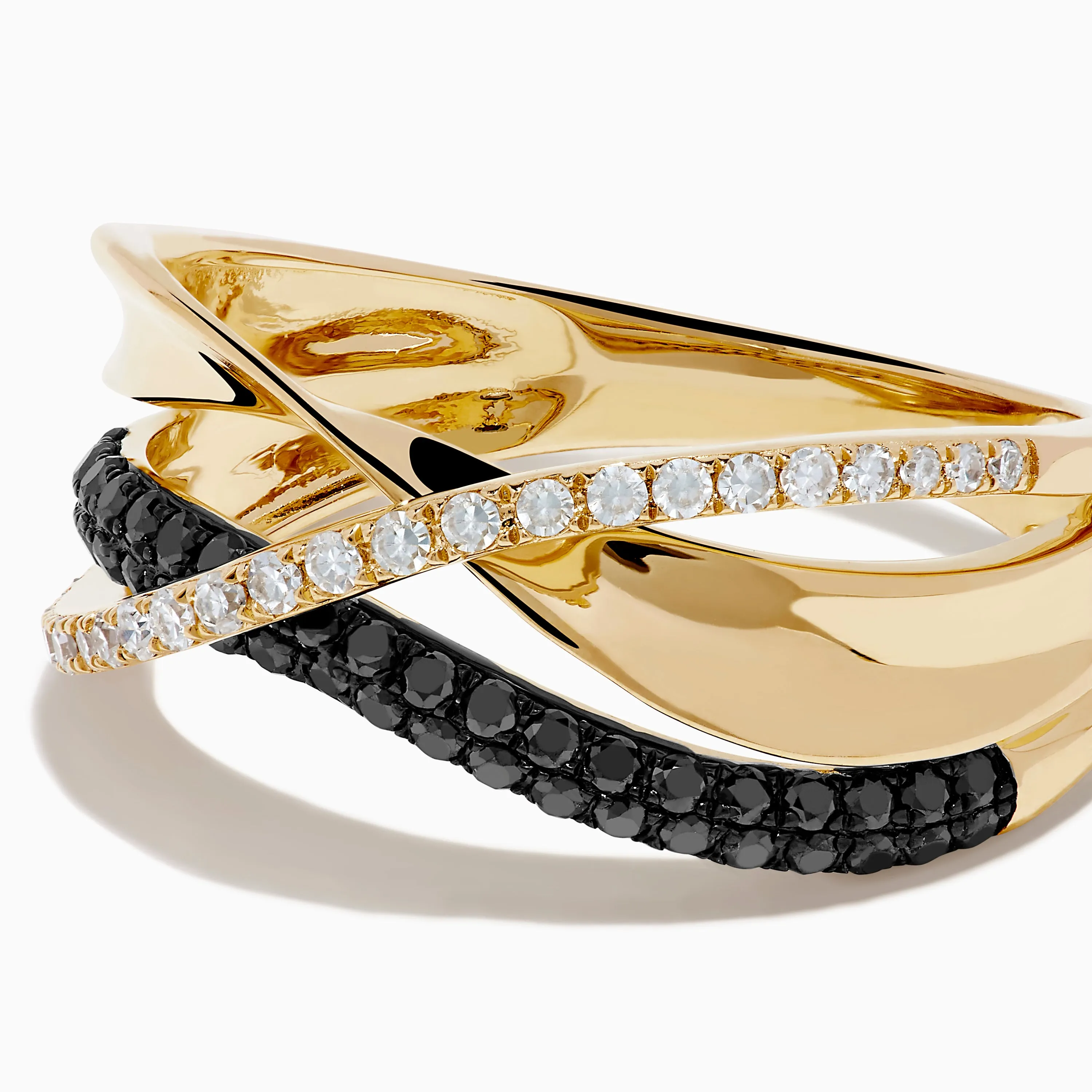 14K Yellow Gold Black and White Diamond Crossover Ring sold by Effy product image thumbnail 2