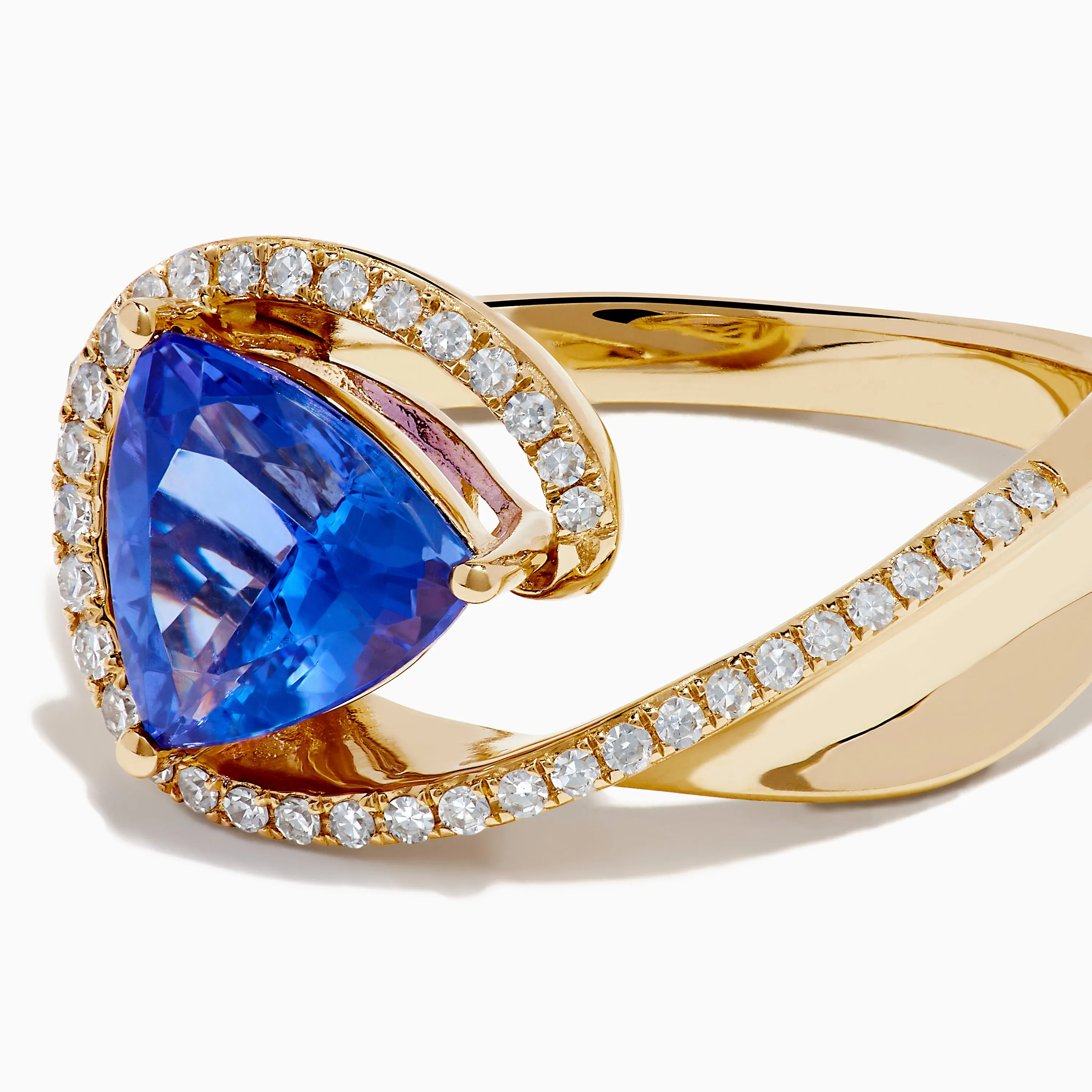 14K Yellow Gold Trillion Tanzanite and Diamond Swirl Ring sold by Effy product image thumbnail 2