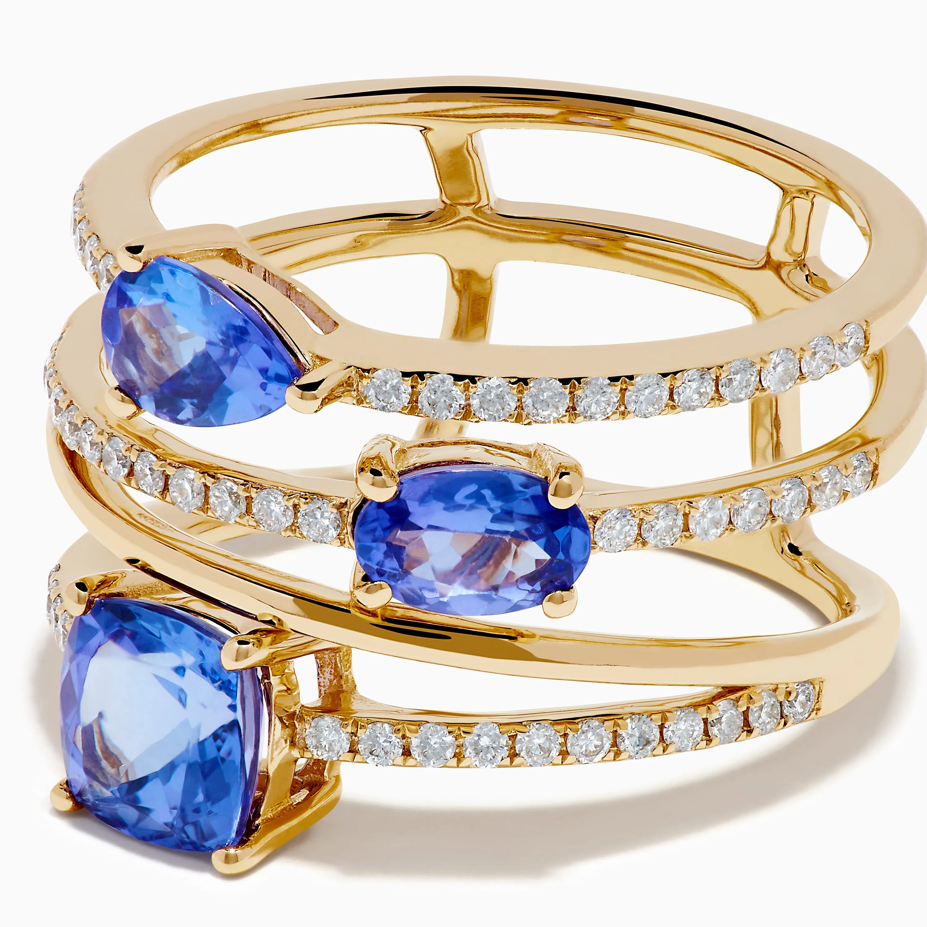 14K Yellow Gold Tanzanite and Diamond Multi-Row Statement Ring sold by Effy product image thumbnail 2