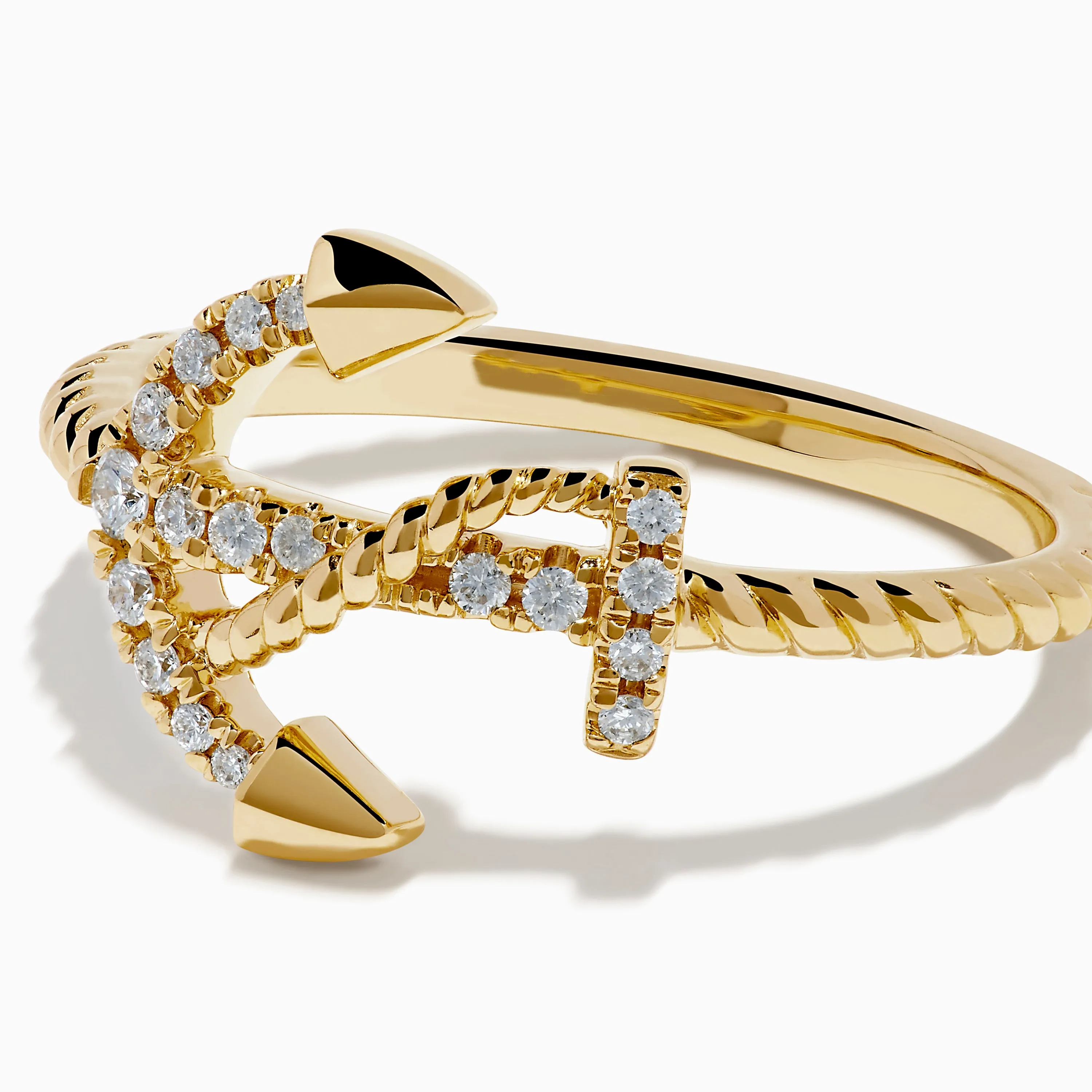 14K Yellow Gold Diamond East West Anchor Ring sold by Effy product image thumbnail 2