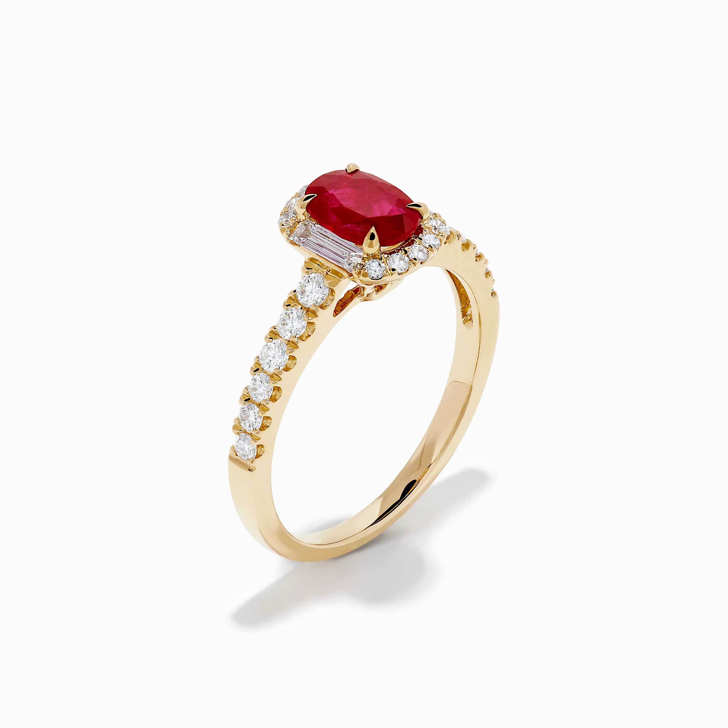 14K Yellow Gold Oval Ruby and Diamond Halo Ring sold by Effy product image thumbnail 4