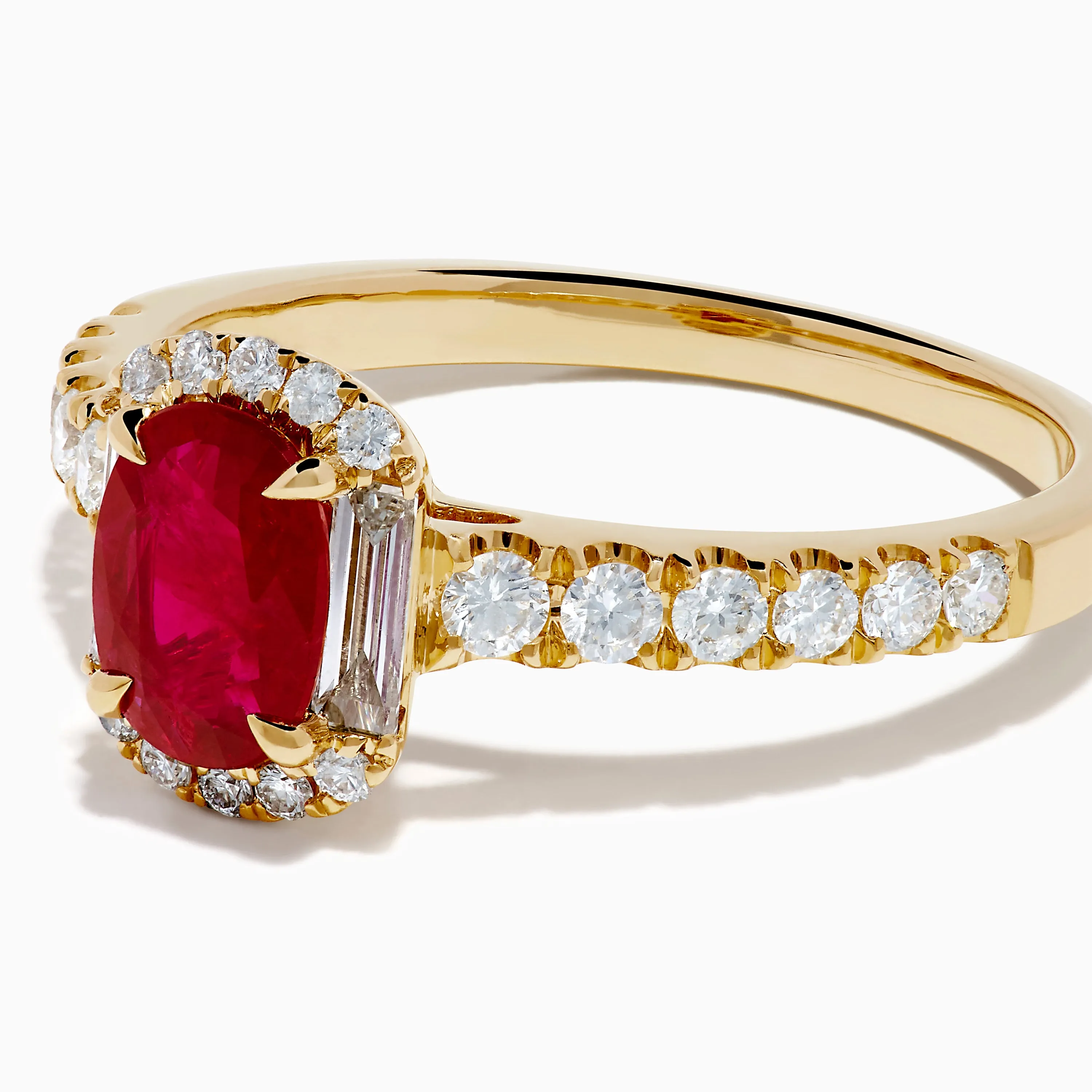 14K Yellow Gold Oval Ruby and Diamond Halo Ring sold by Effy product image thumbnail 2