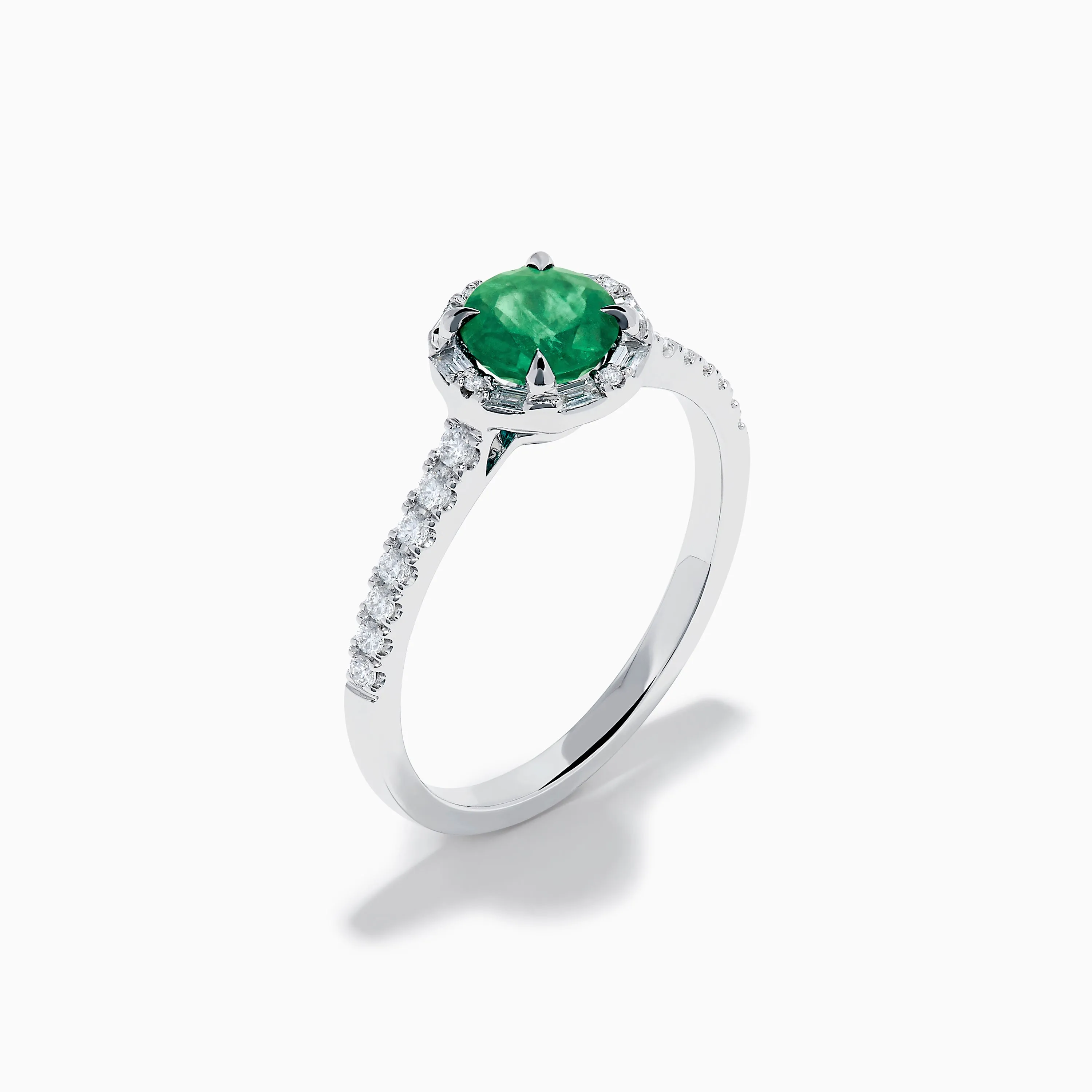 14K White Gold Emerald and Diamond Baguette Halo Ring sold by Effy product image thumbnail 4