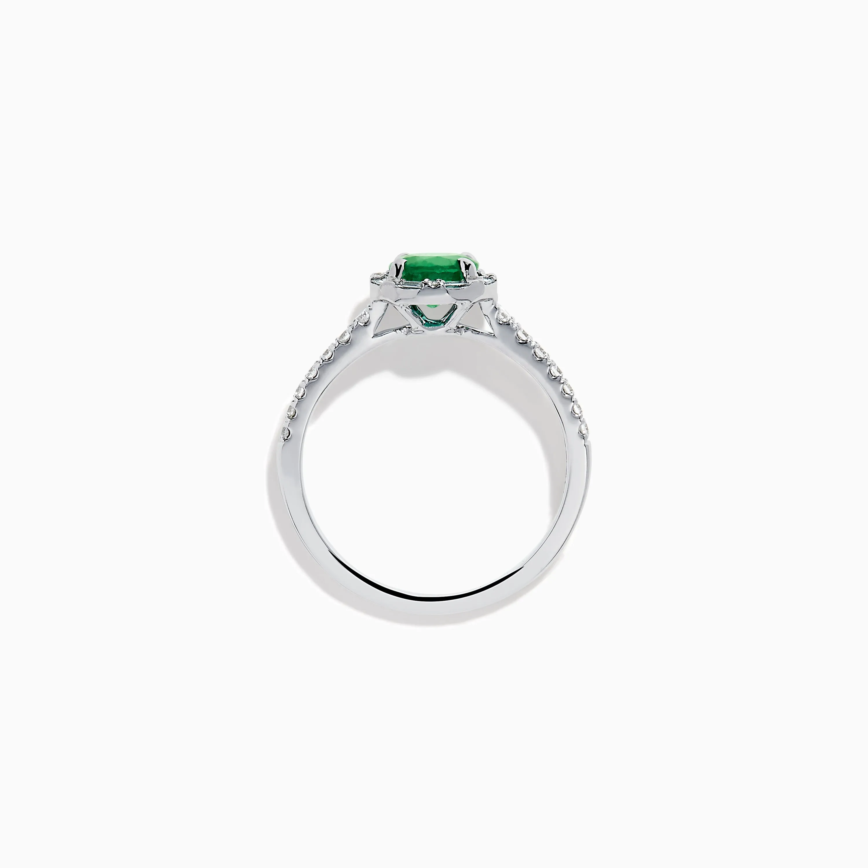 14K White Gold Emerald and Diamond Baguette Halo Ring sold by Effy product image thumbnail 3