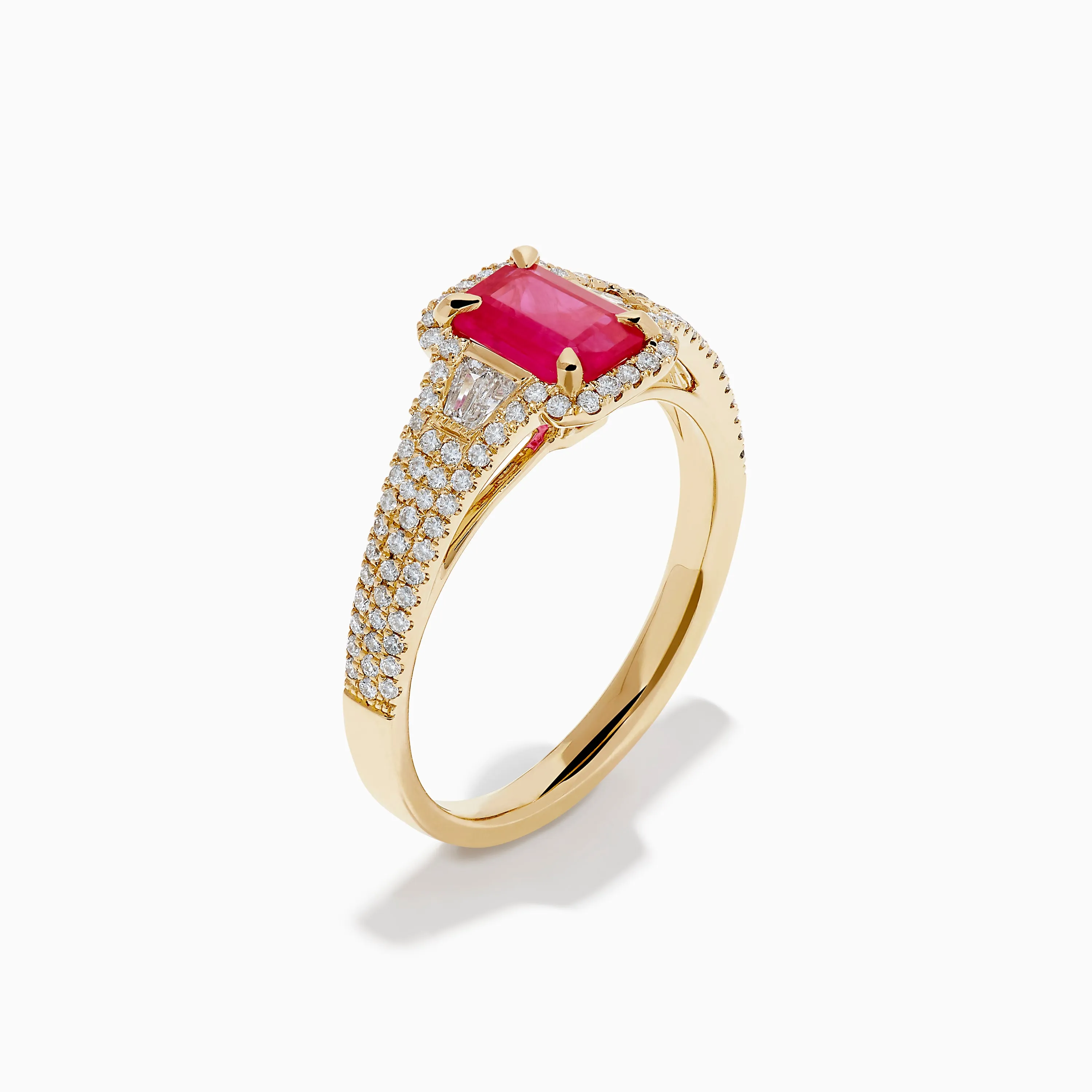 14K Yellow Gold Emerald Cut Ruby and Pave Diamond Halo Ring sold by Effy product image thumbnail 4