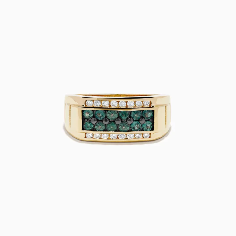 Effy Hematian Men's 14K Yellow Gold Alexandrite and Diamond Channel-Set Ring made by Effy
