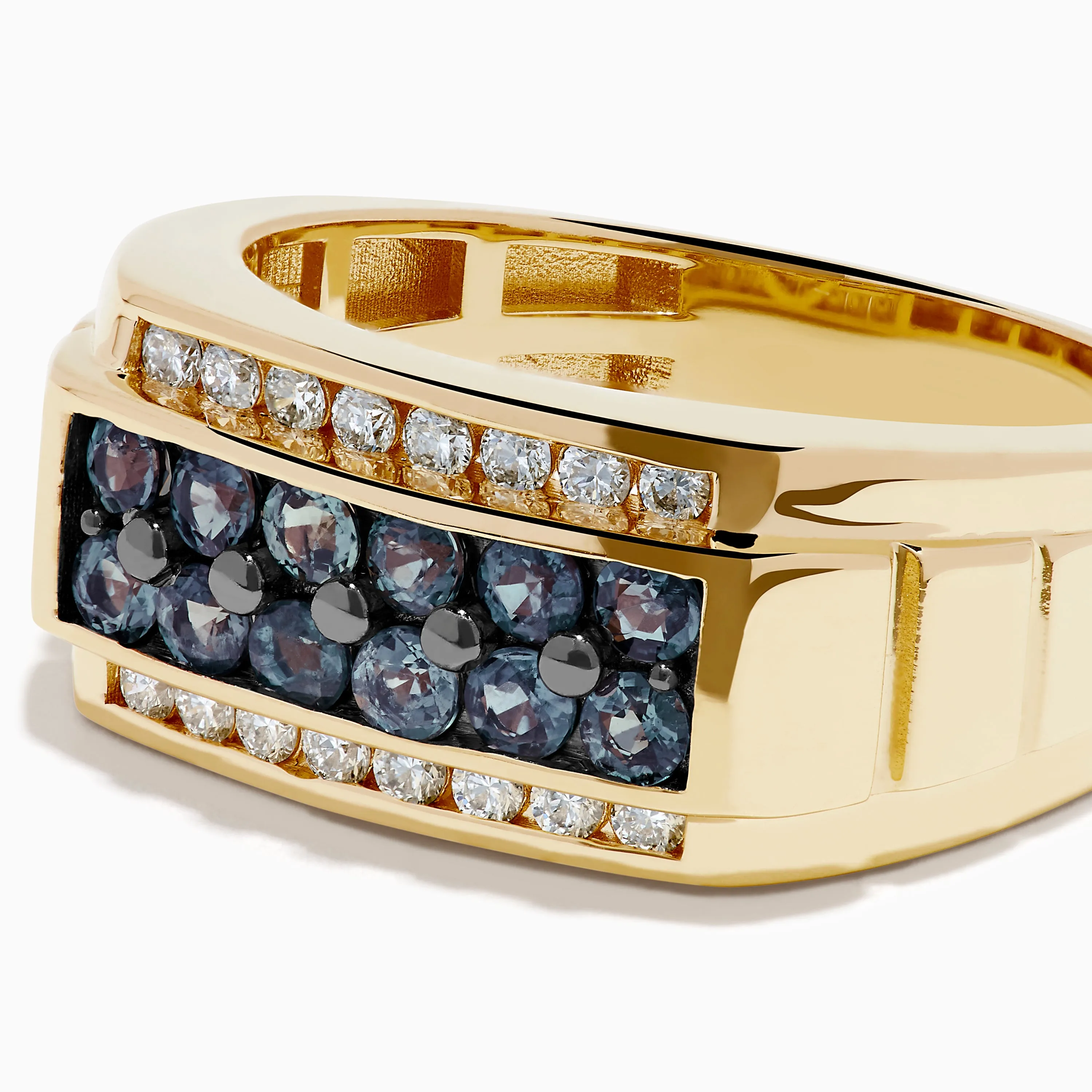 Effy Hematian Men's 14K Yellow Gold Alexandrite and Diamond Channel-Set Ring sold by Effy product image thumbnail 2