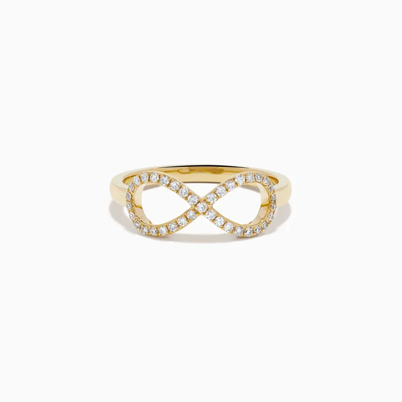 14K Yellow Gold Diamond Infinity Pinky Ring made by Effy