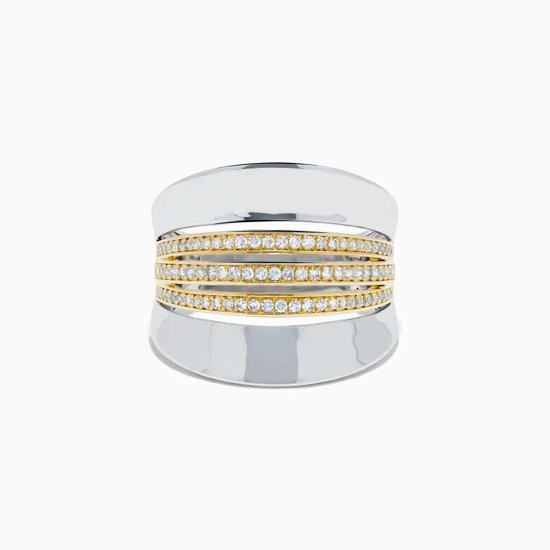 Sterling Silver and 14K Yellow Gold Plated Diamond Statement Ring made by Effy