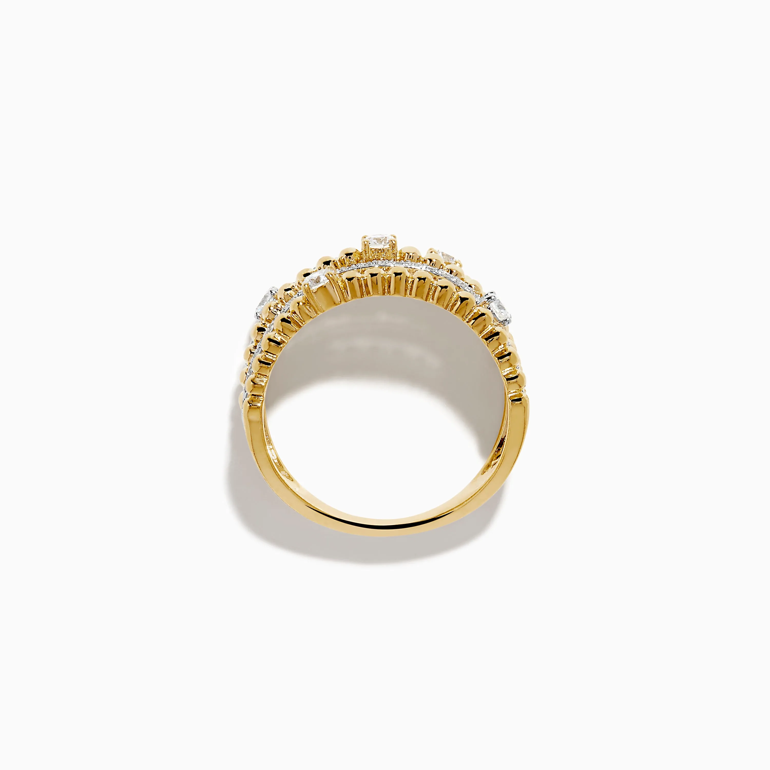 14K Two Tone Gold Diamond Beaded Multi Row Ring sold by Effy product image thumbnail 3