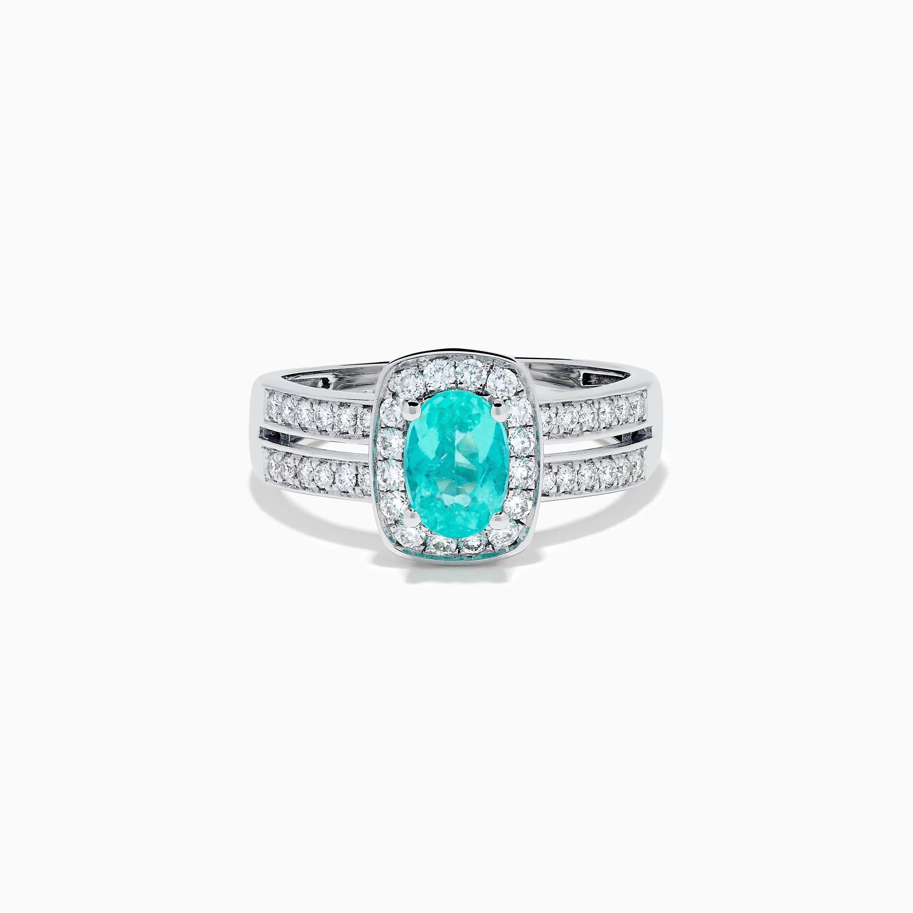 18K White Gold Paraiba and Diamond Halo Ring sold by Effy