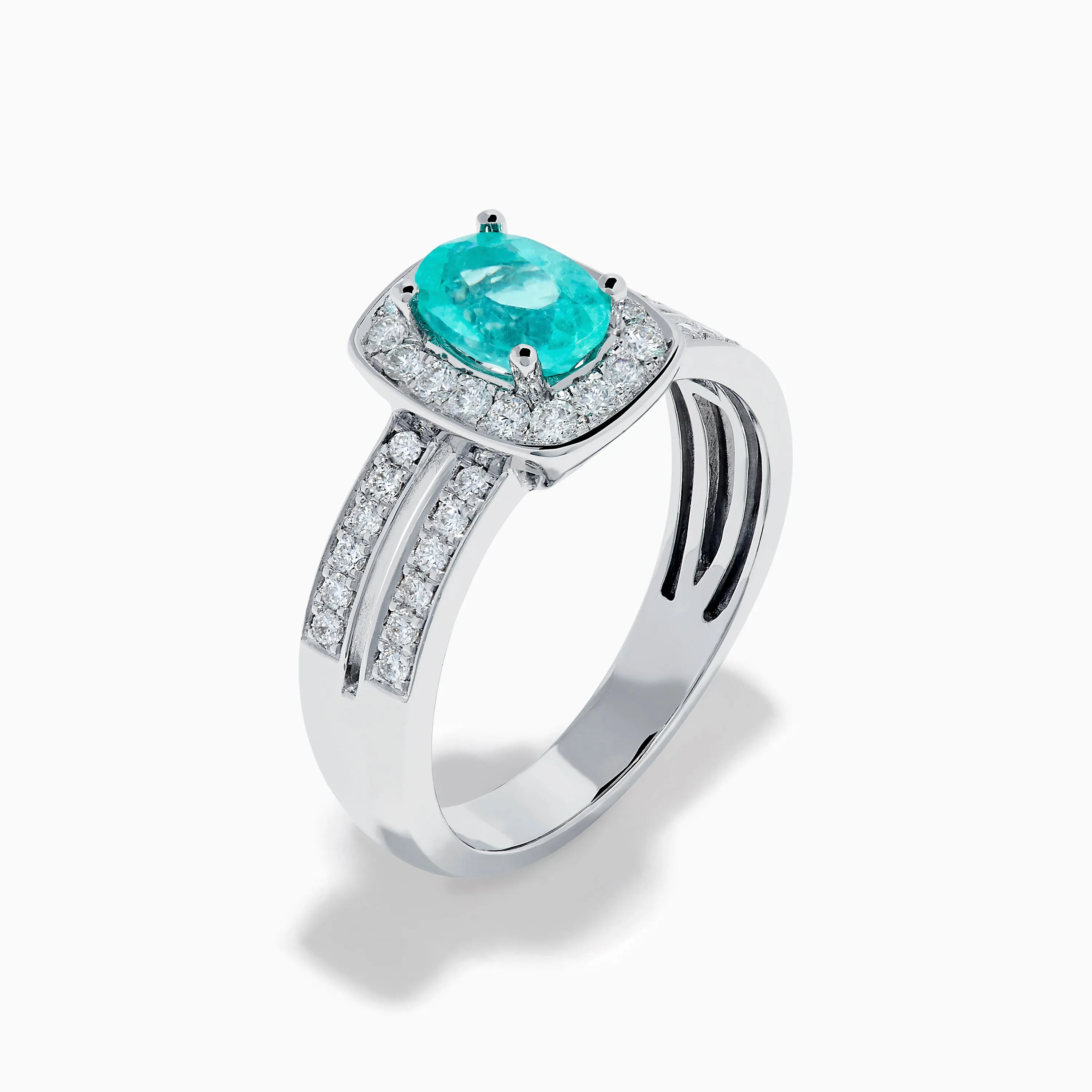 18K White Gold Paraiba and Diamond Halo Ring sold by Effy product image thumbnail 4