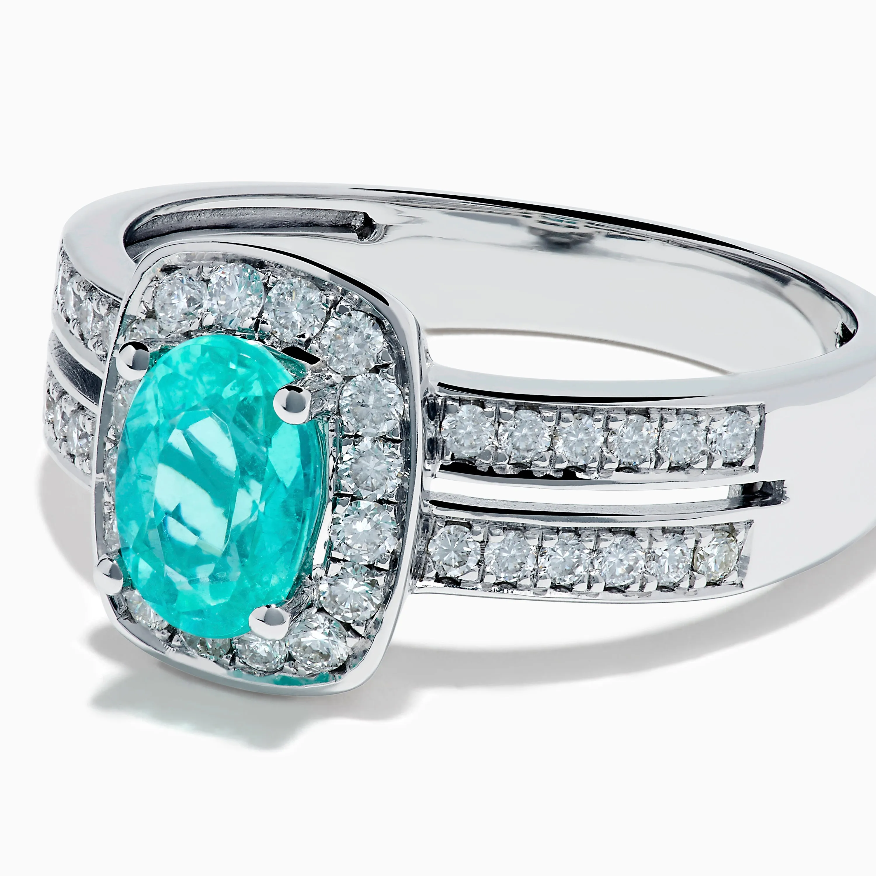 18K White Gold Paraiba and Diamond Halo Ring sold by Effy product image thumbnail 2