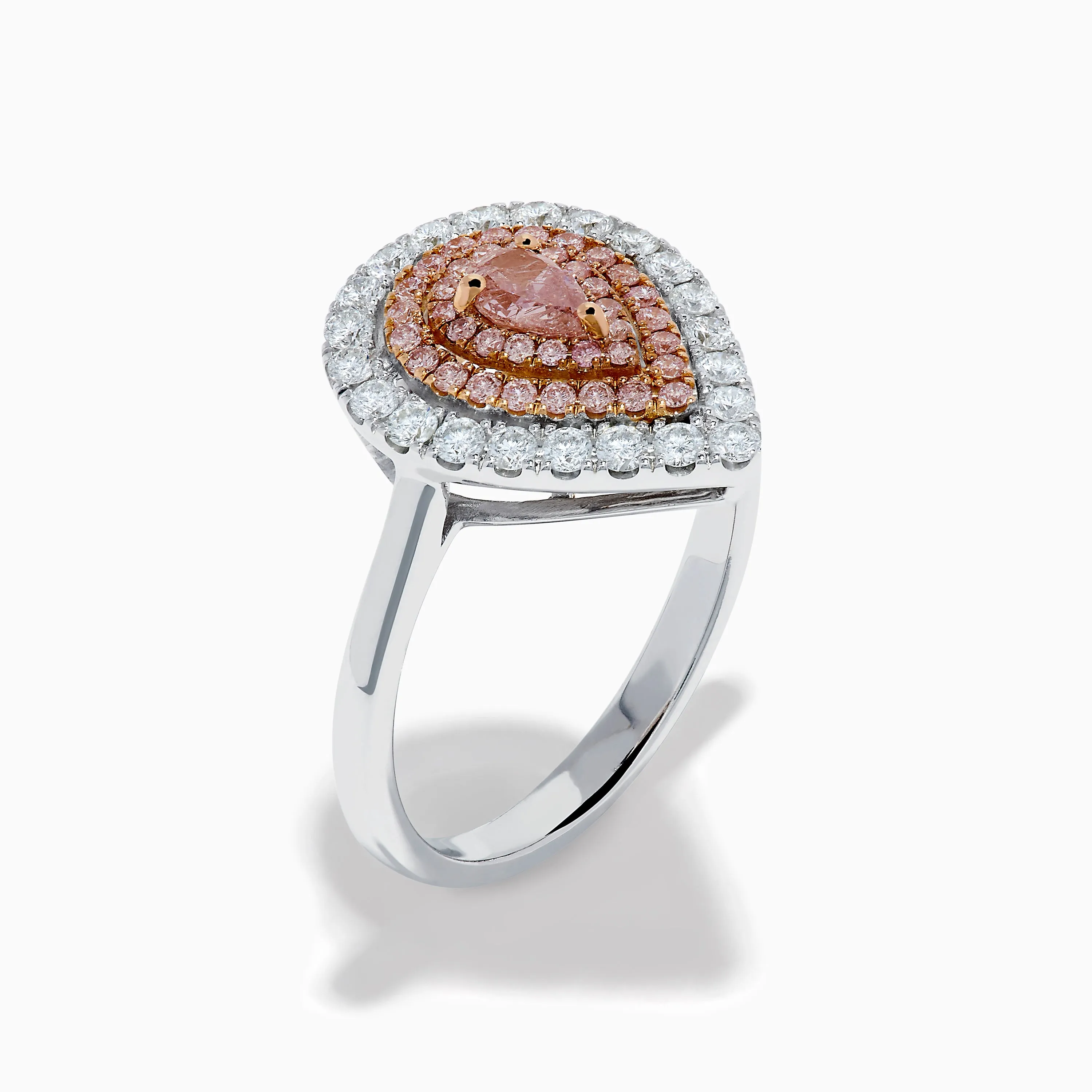 18K Two Tone Pear Shape Pink and White Diamond Halo Ring sold by Effy product image thumbnail 4
