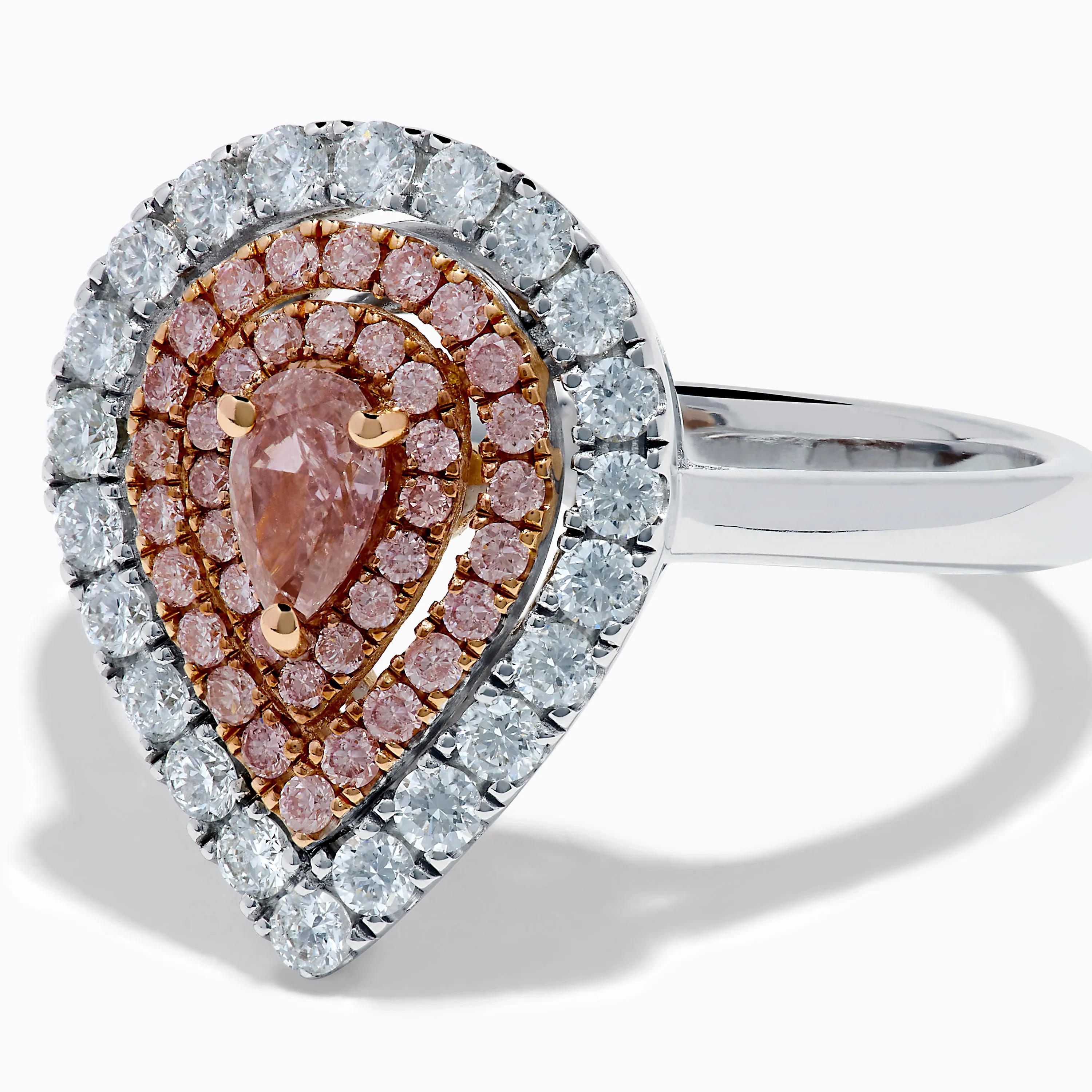 18K Two Tone Pear Shape Pink and White Diamond Halo Ring sold by Effy product image thumbnail 2