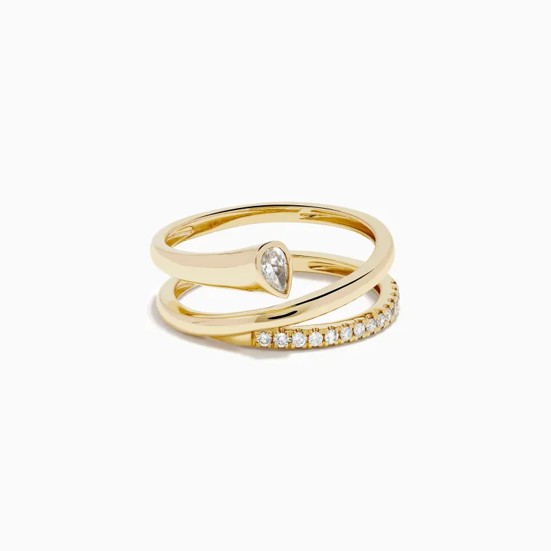 14K Yellow Gold Diamond Wrap Ring made by Effy