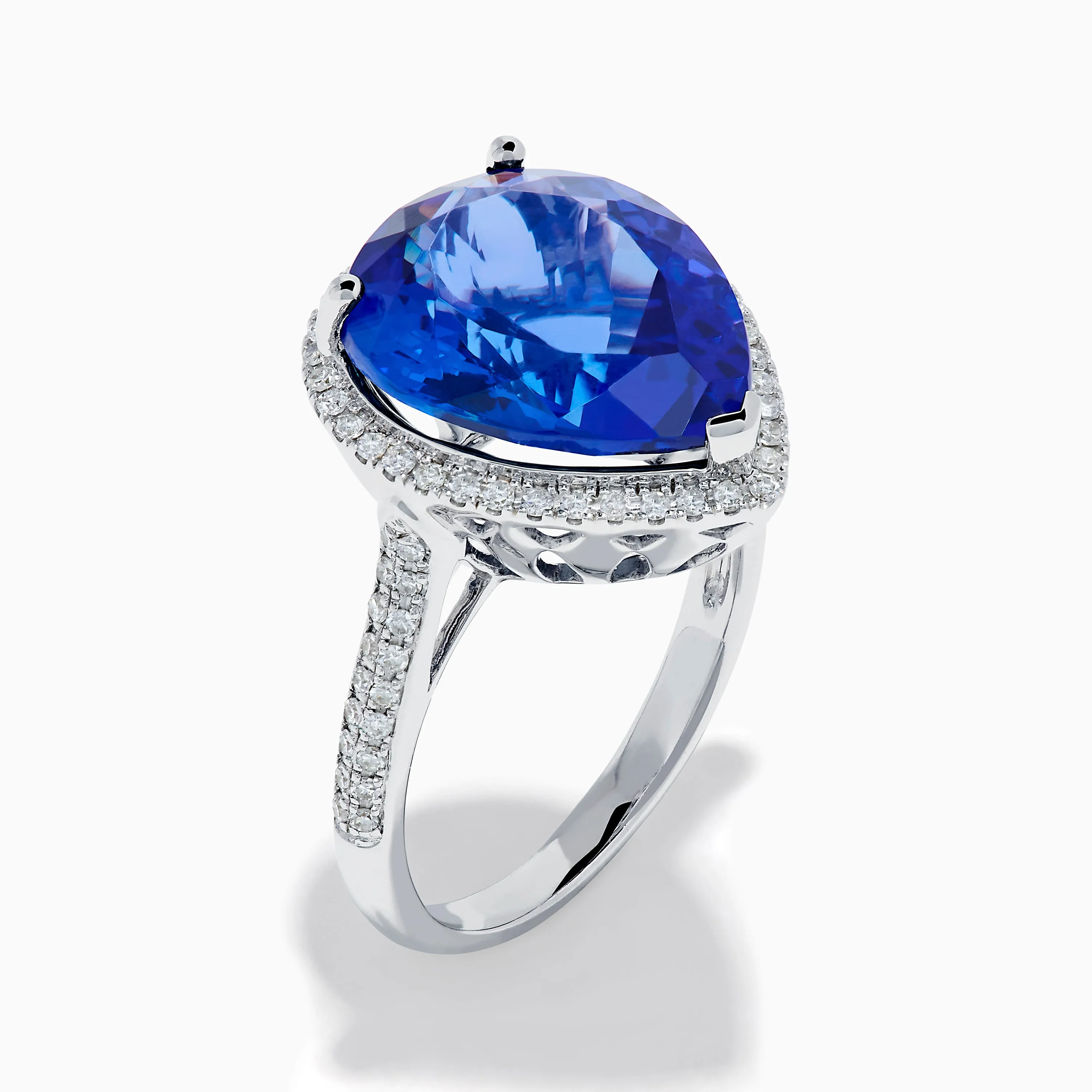 14K White Gold Pear Shape Tanzanite and Diamond Halo Ring sold by Effy product image thumbnail 4