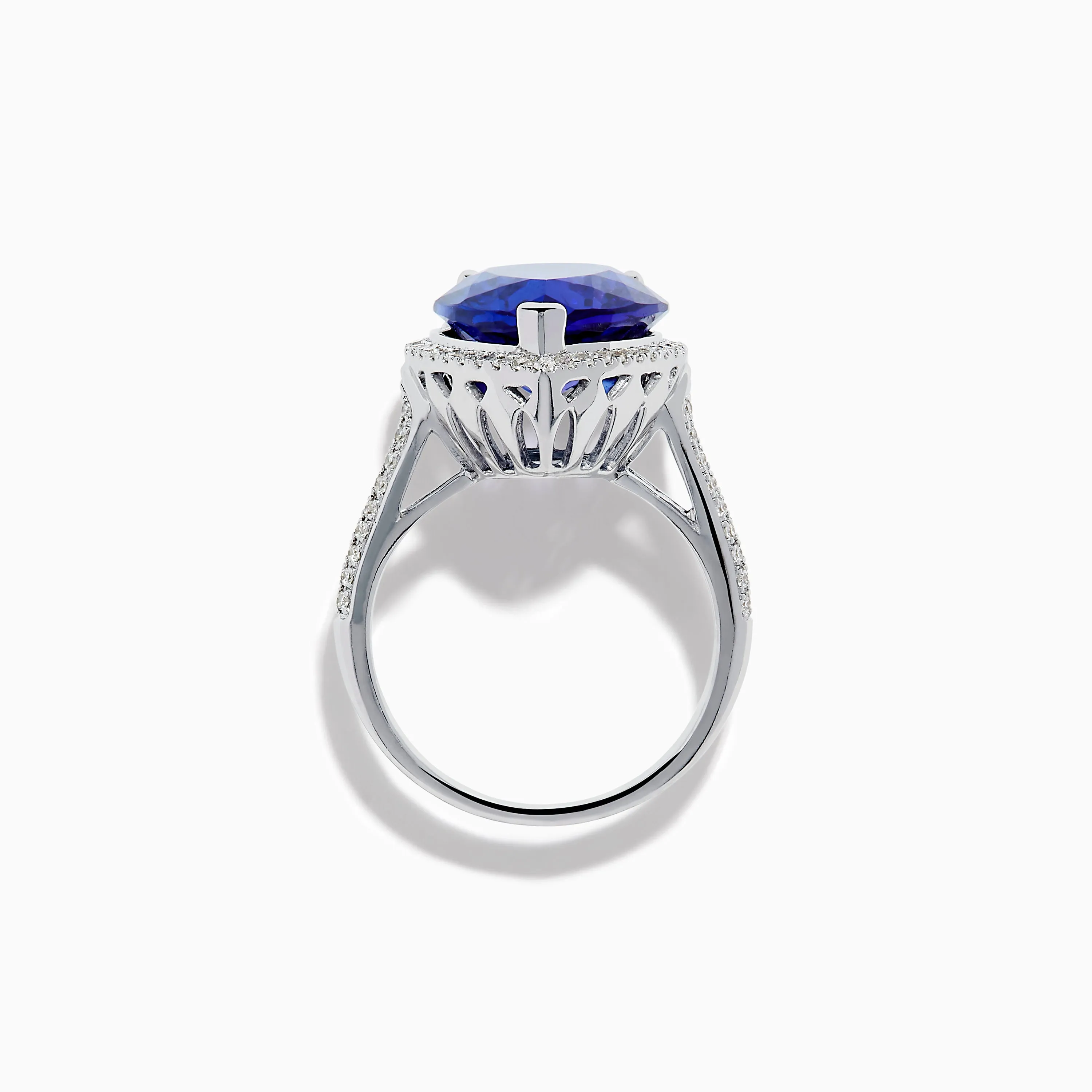 14K White Gold Pear Shape Tanzanite and Diamond Halo Ring sold by Effy product image thumbnail 3