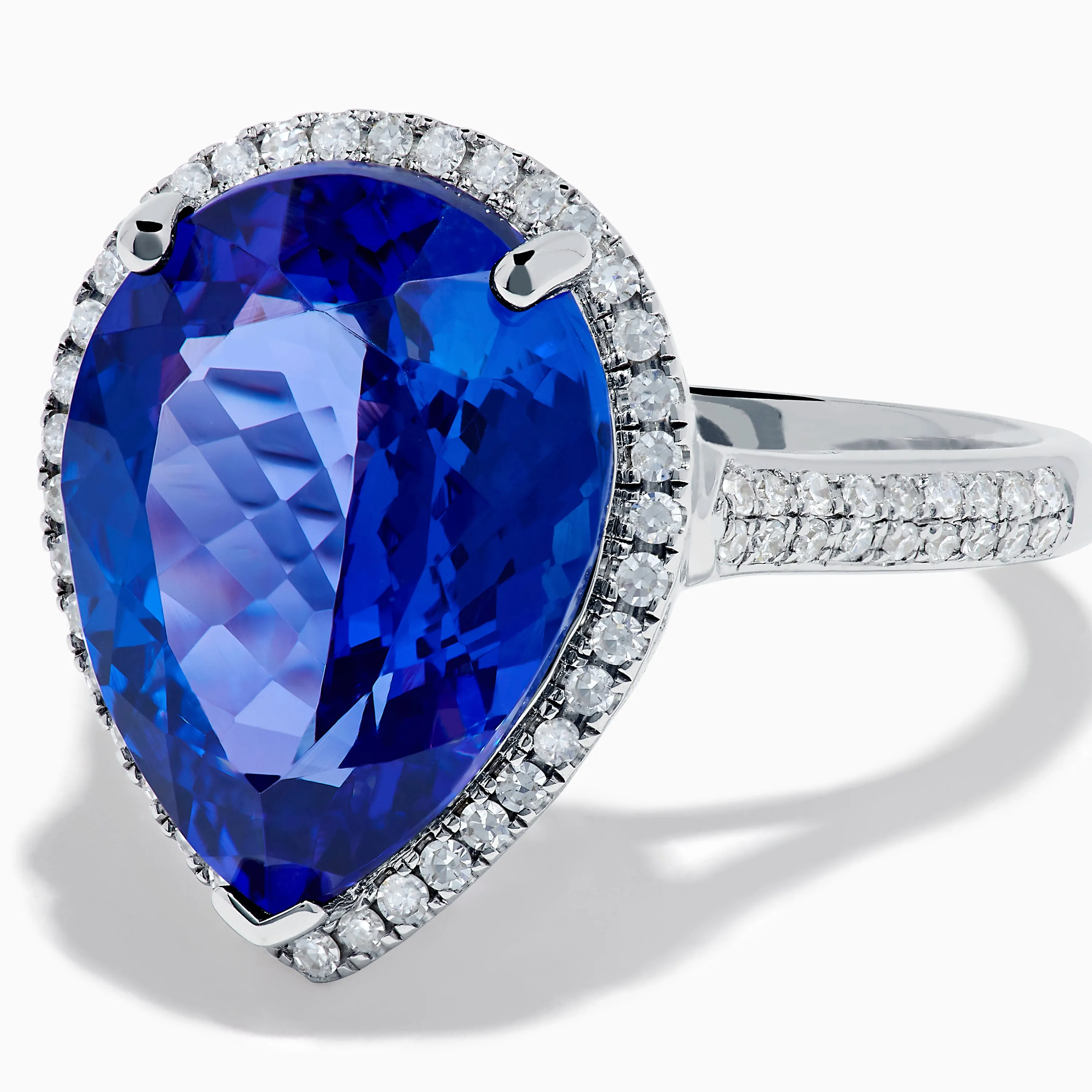 14K White Gold Pear Shape Tanzanite and Diamond Halo Ring sold by Effy product image thumbnail 2