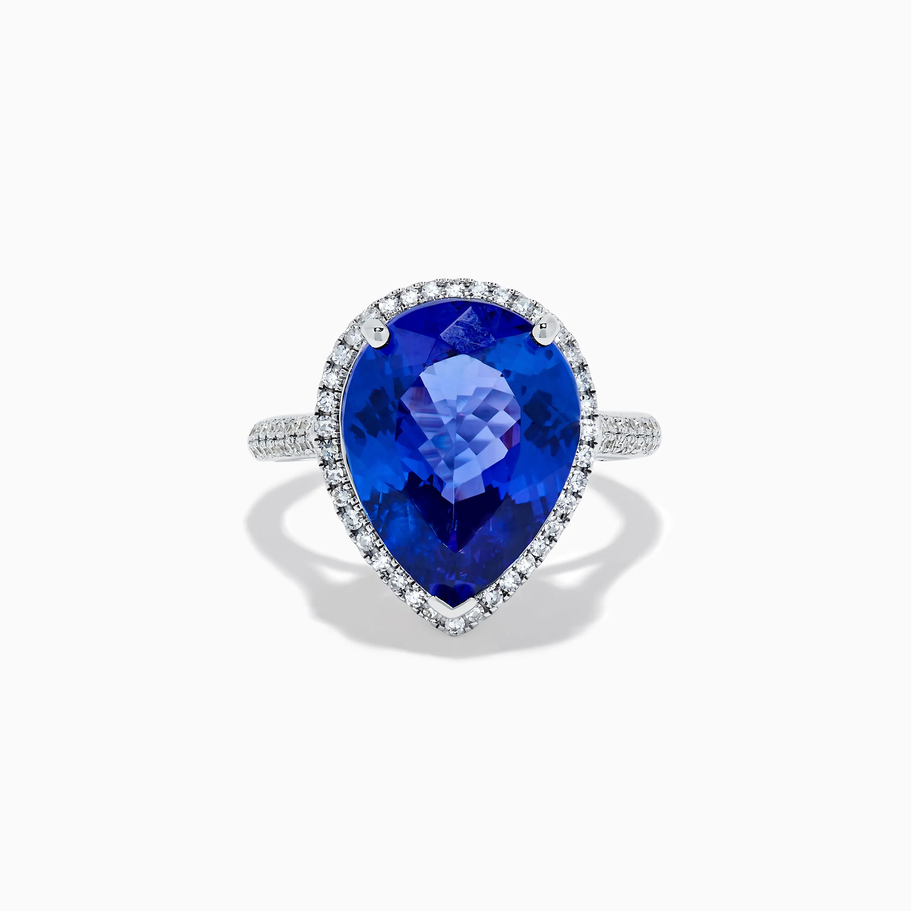 14K White Gold Pear Shape Tanzanite and Diamond Halo Ring sold by Effy