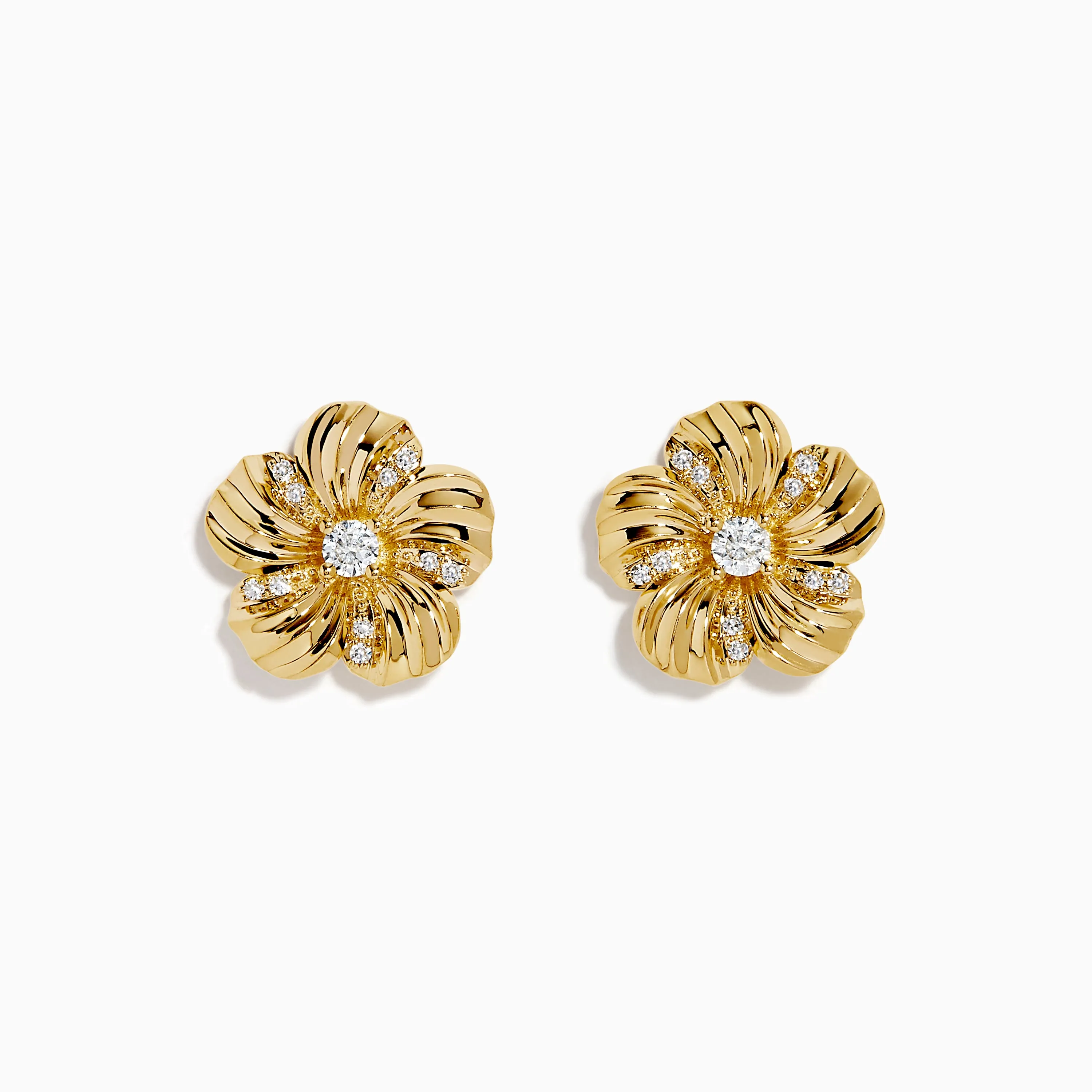 14K Yellow Gold Diamond Daisy Flower Stud Earrings sold by Effy