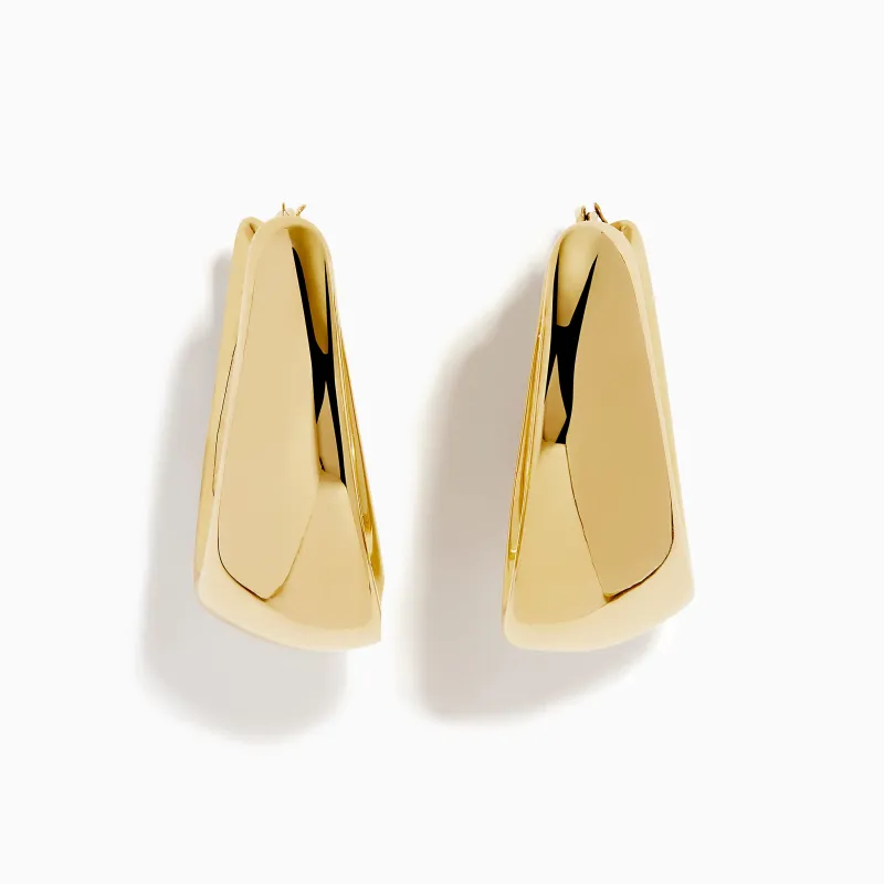 14K Yellow Gold High-Polish Tapered Wide Hoop Earrings made by Effy