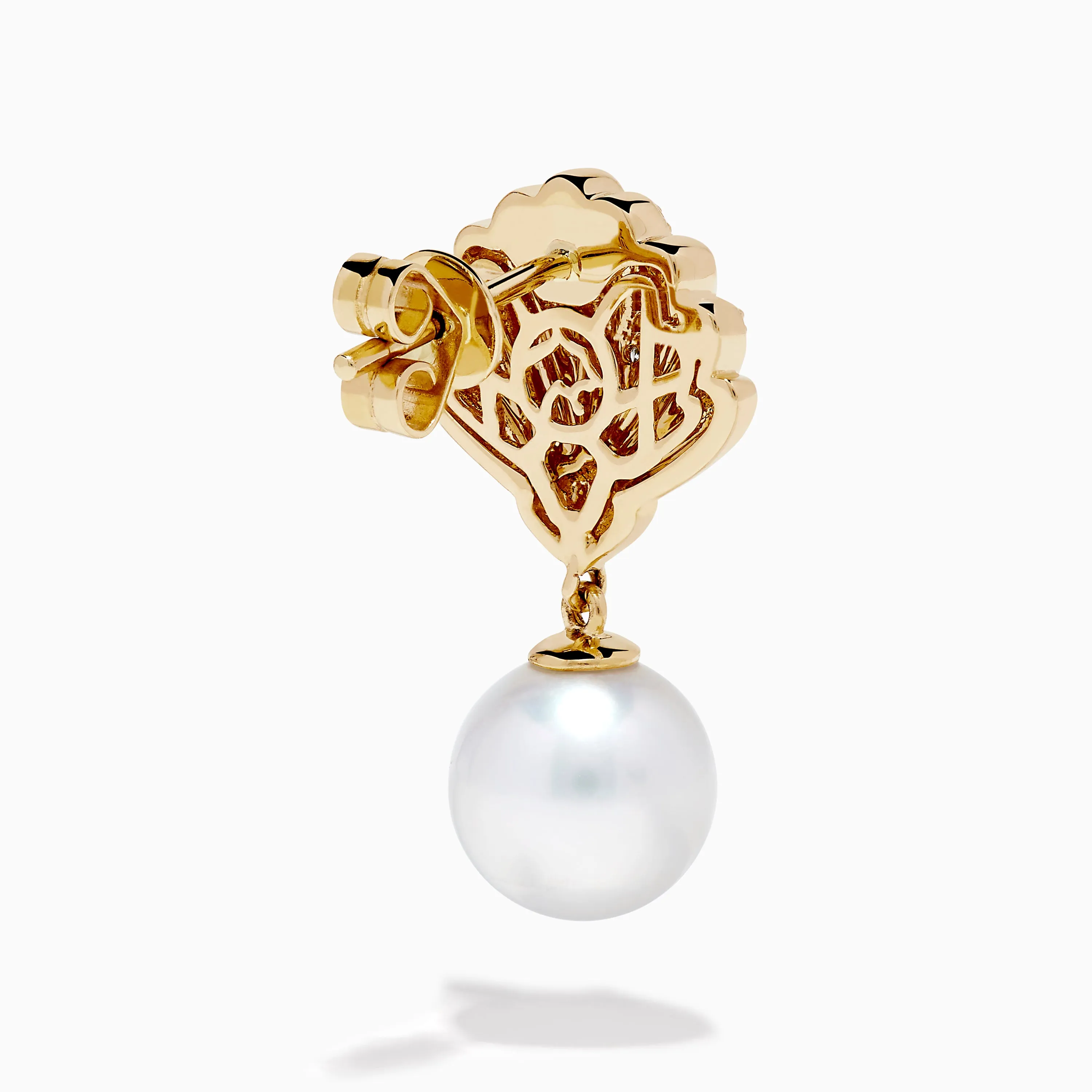 14K Yellow Gold Freshwater Pearl and Diamond Shell Drop Earrings sold by Effy product image thumbnail 4