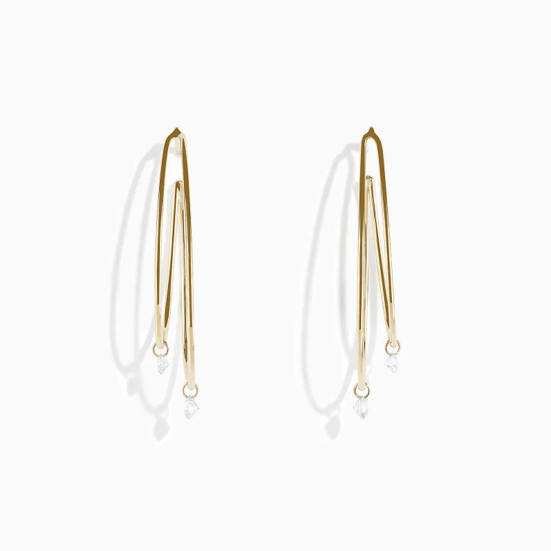 14K Yellow Gold Floating Diamond Double Hoop Earrings made by Effy