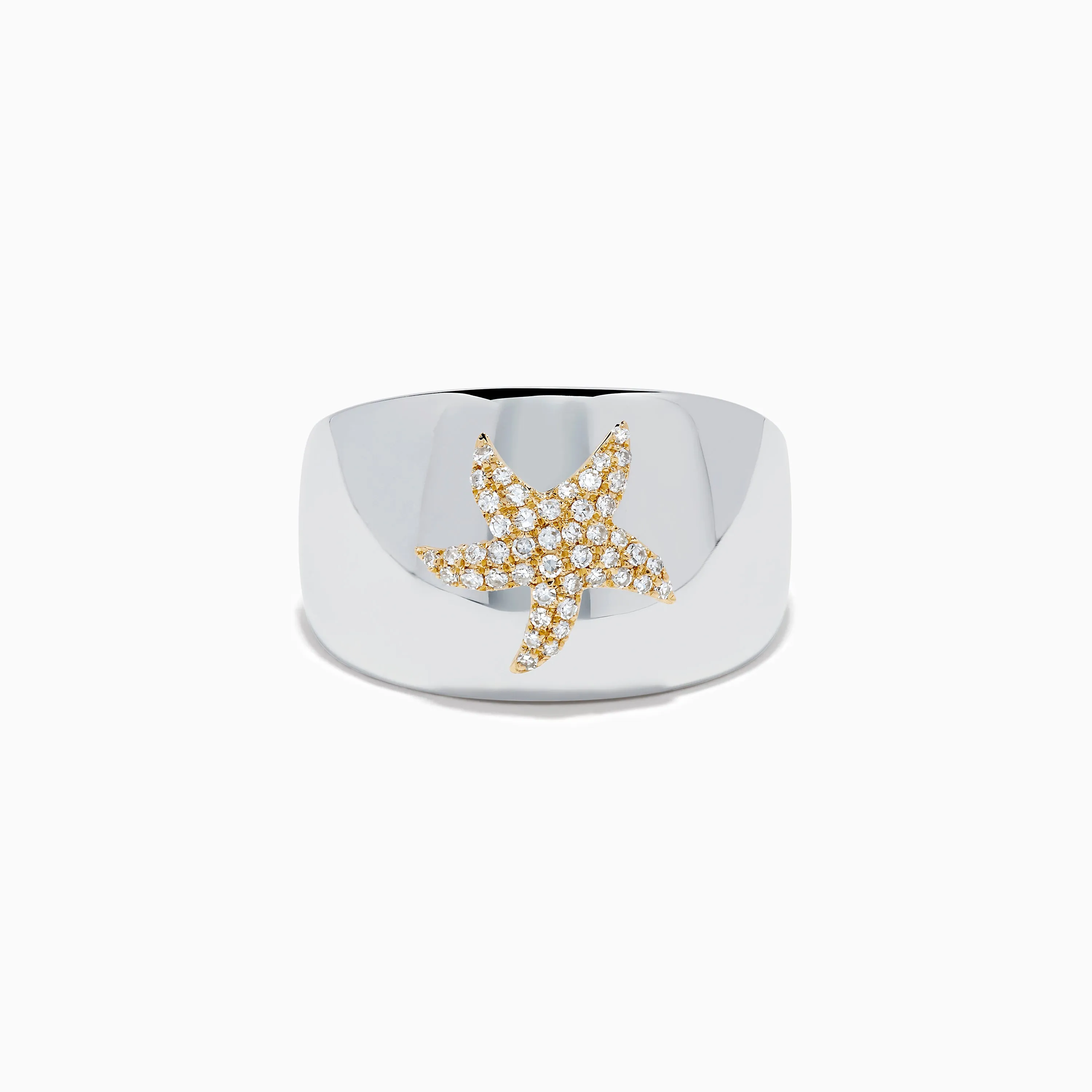 Sterling Silver and 14K Yellow Gold Plated Diamond Starfish Ring sold by Effy