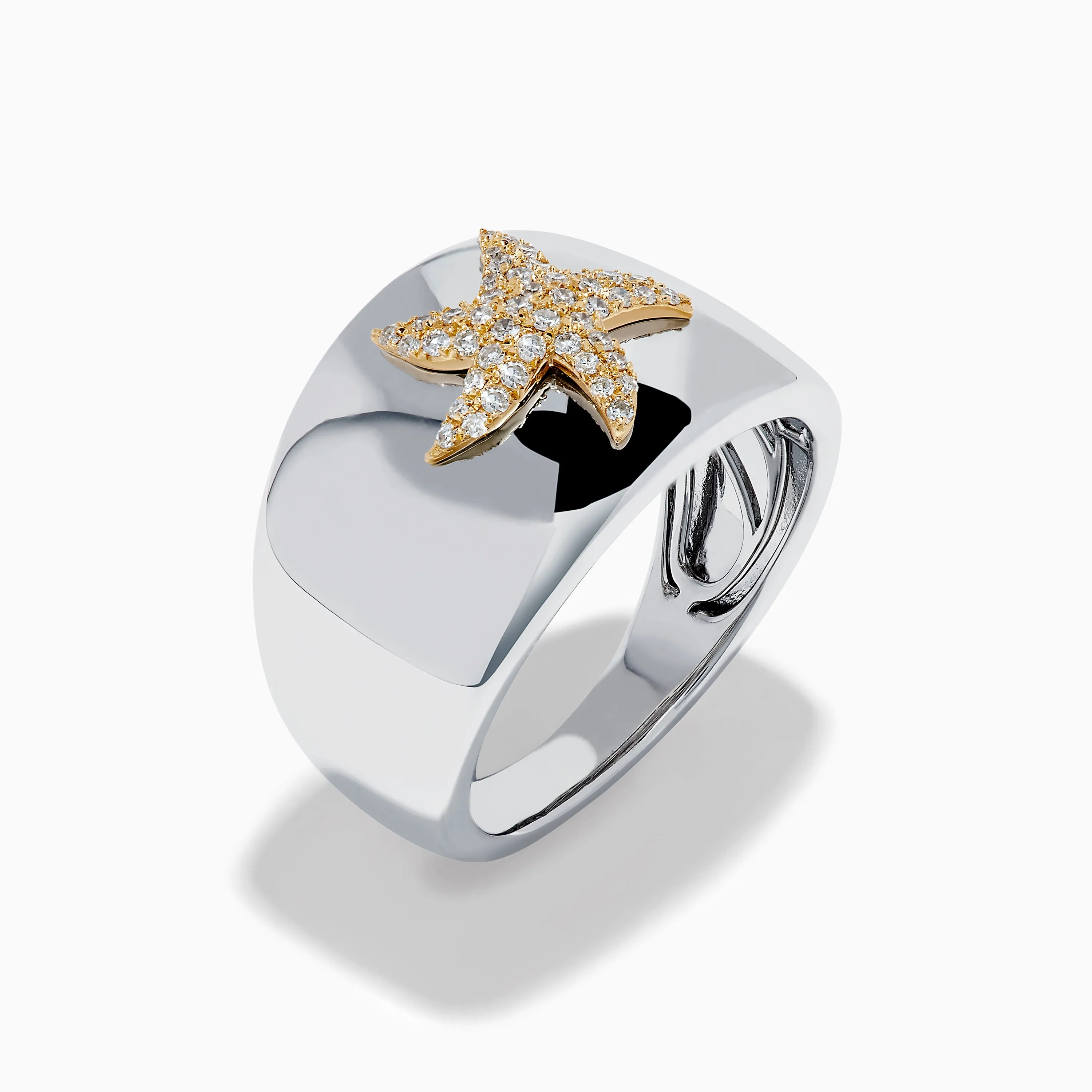 Sterling Silver and 14K Yellow Gold Plated Diamond Starfish Ring sold by Effy product image thumbnail 4