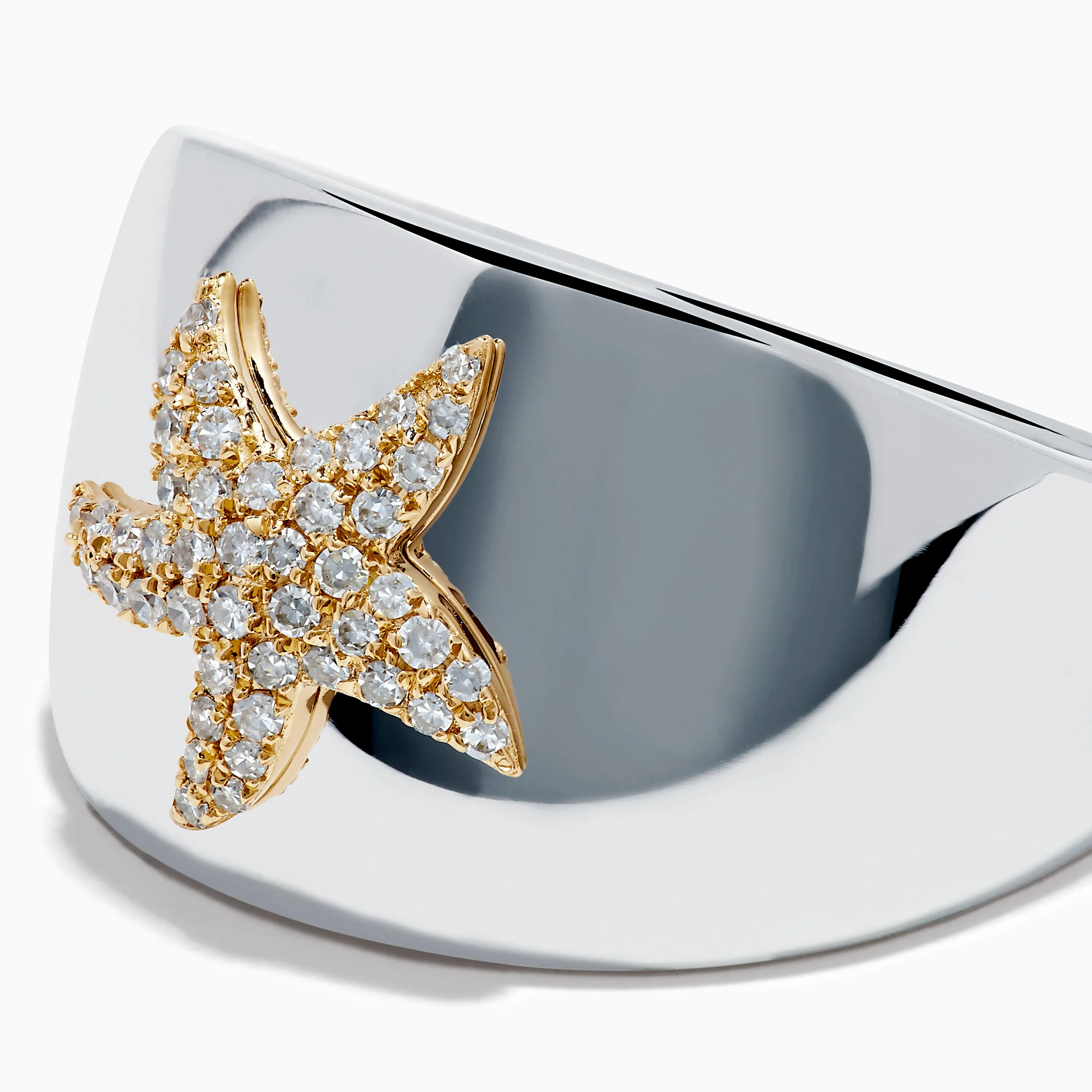 Sterling Silver and 14K Yellow Gold Plated Diamond Starfish Ring sold by Effy product image thumbnail 2