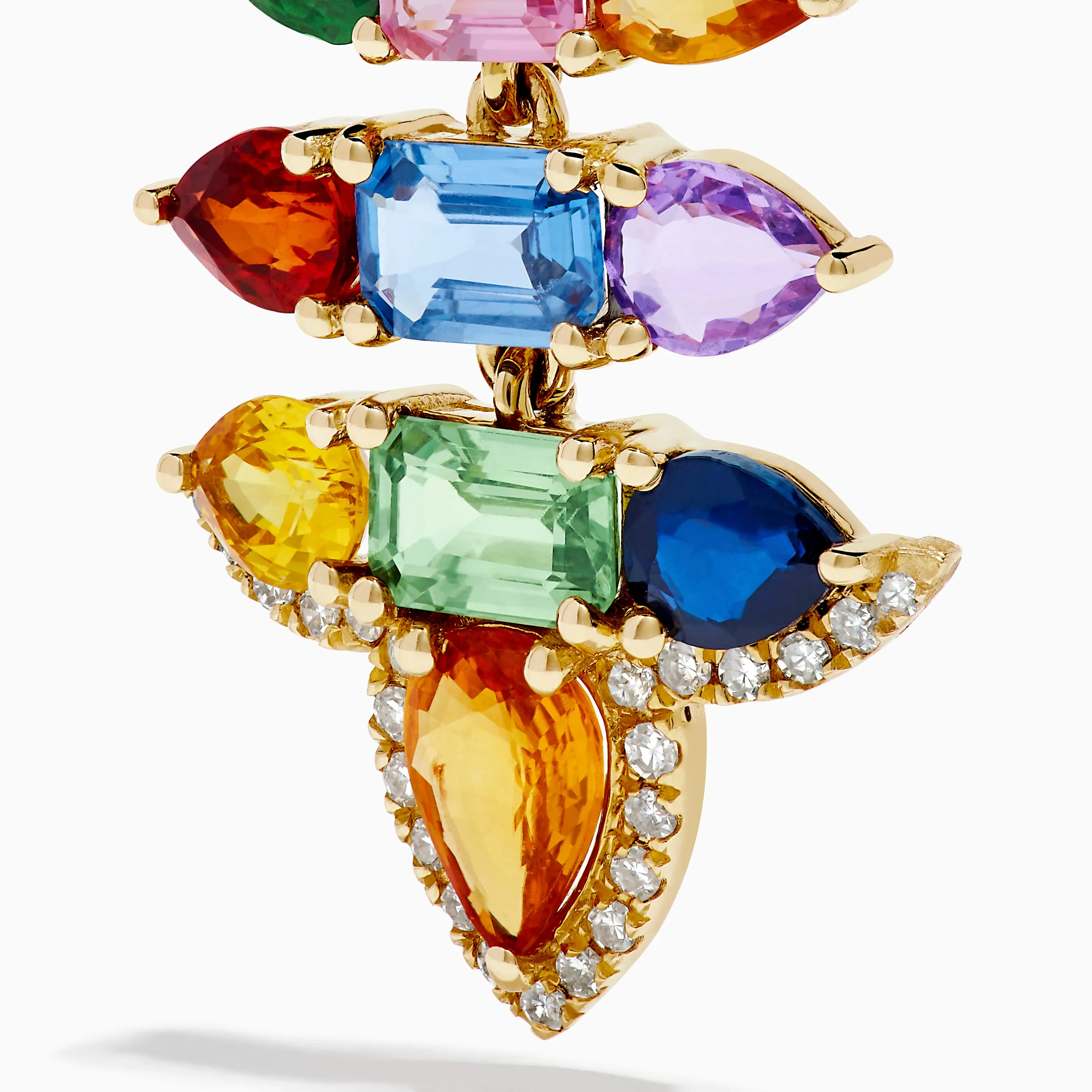 Watercolors 14K Yellow Gold Multi Sapphire and Diamond Chandelier Earrings sold by Effy product image thumbnail 2