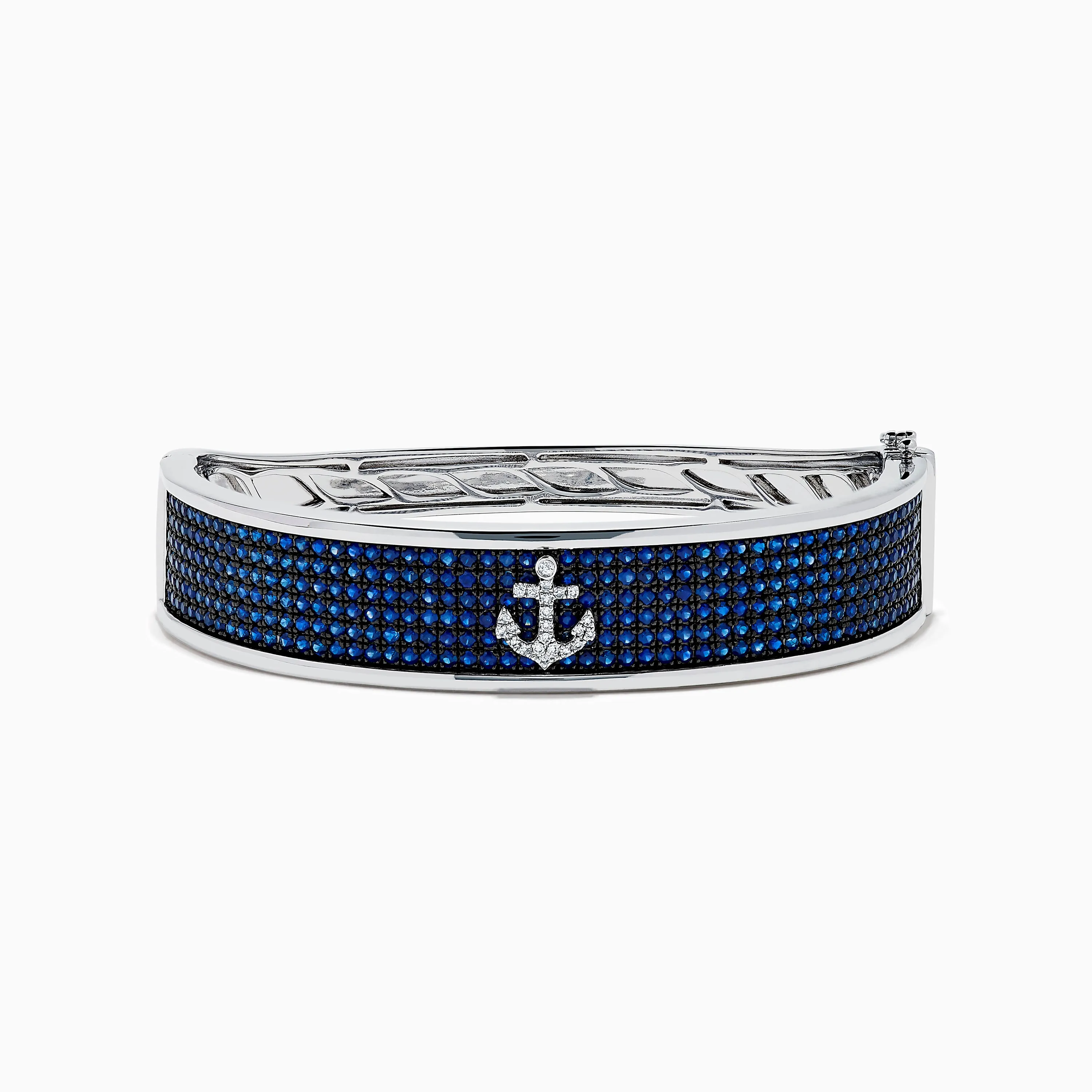 Sterling Silver Pavé Blue Sapphire and Diamond Anchor Bangle sold by Effy